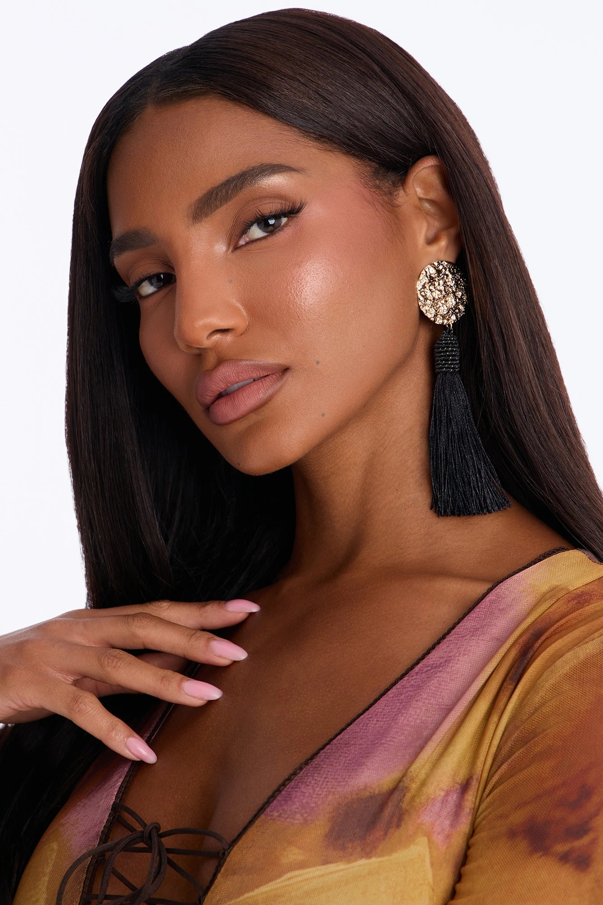 Royal Tide Drop Earrings - Black/Gold — Preto/Dourado