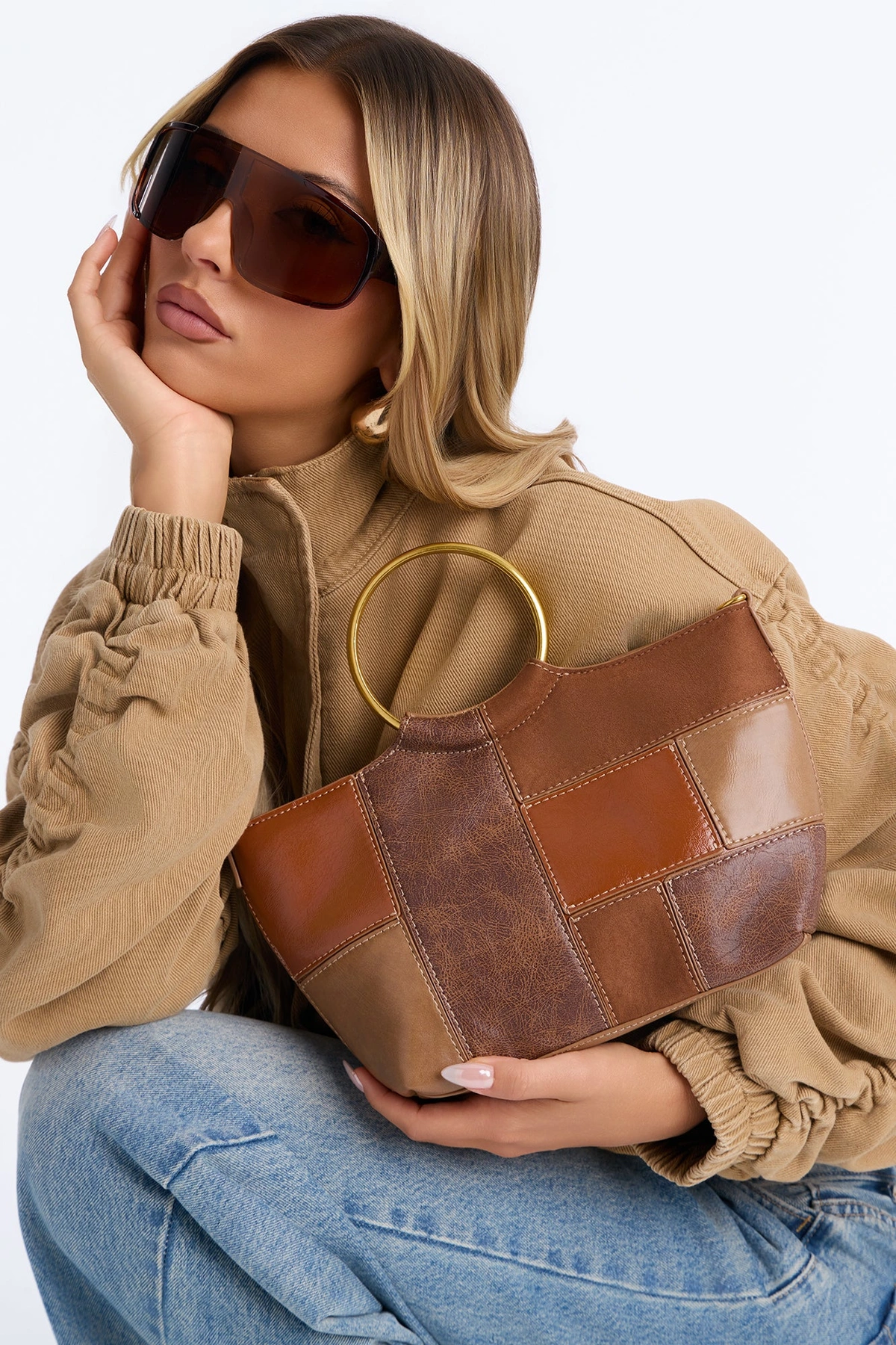 Patch Things Up Faux Leather Crossbody Handbag - Brown — Castanho