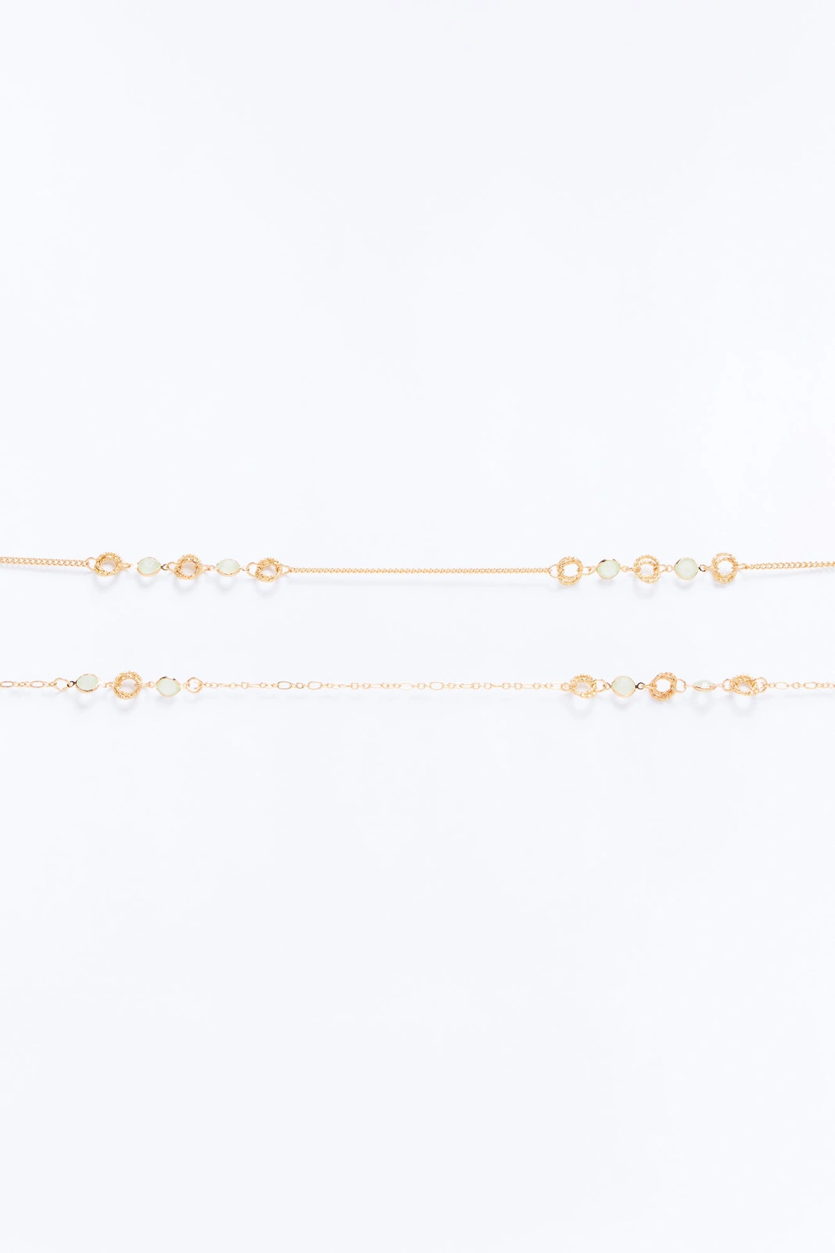 Morning Flowers Jeweled Chain Belt - Gold/Blue — Dourado/Azul
