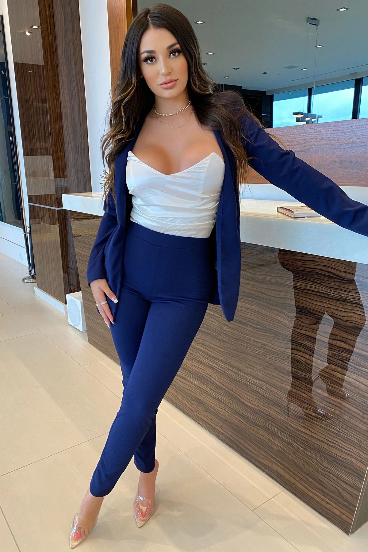 Payin' It Forward Blazer Set - Navy — Azul-marinho