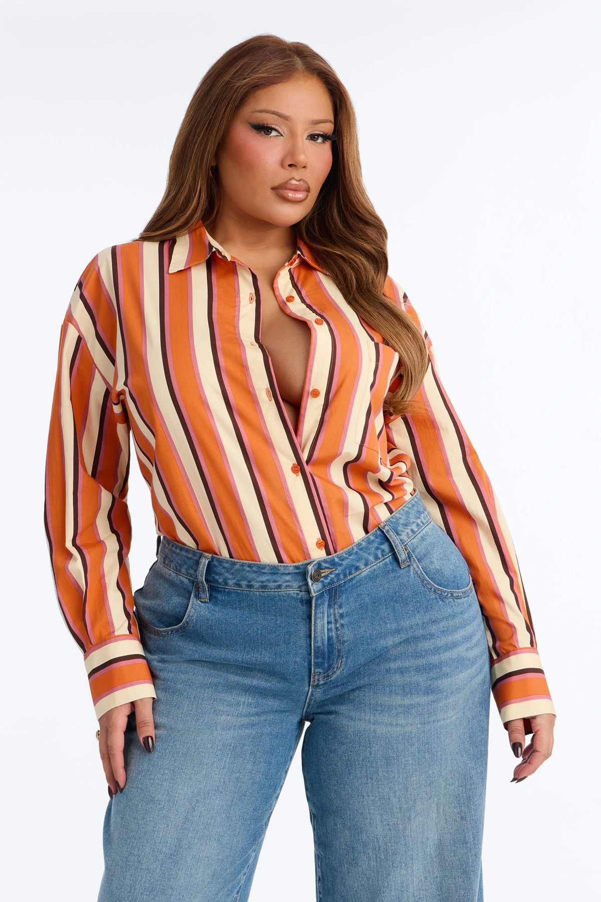 I'm The Main Topic Striped Shirt - Orange/combo — Laranja/combinação