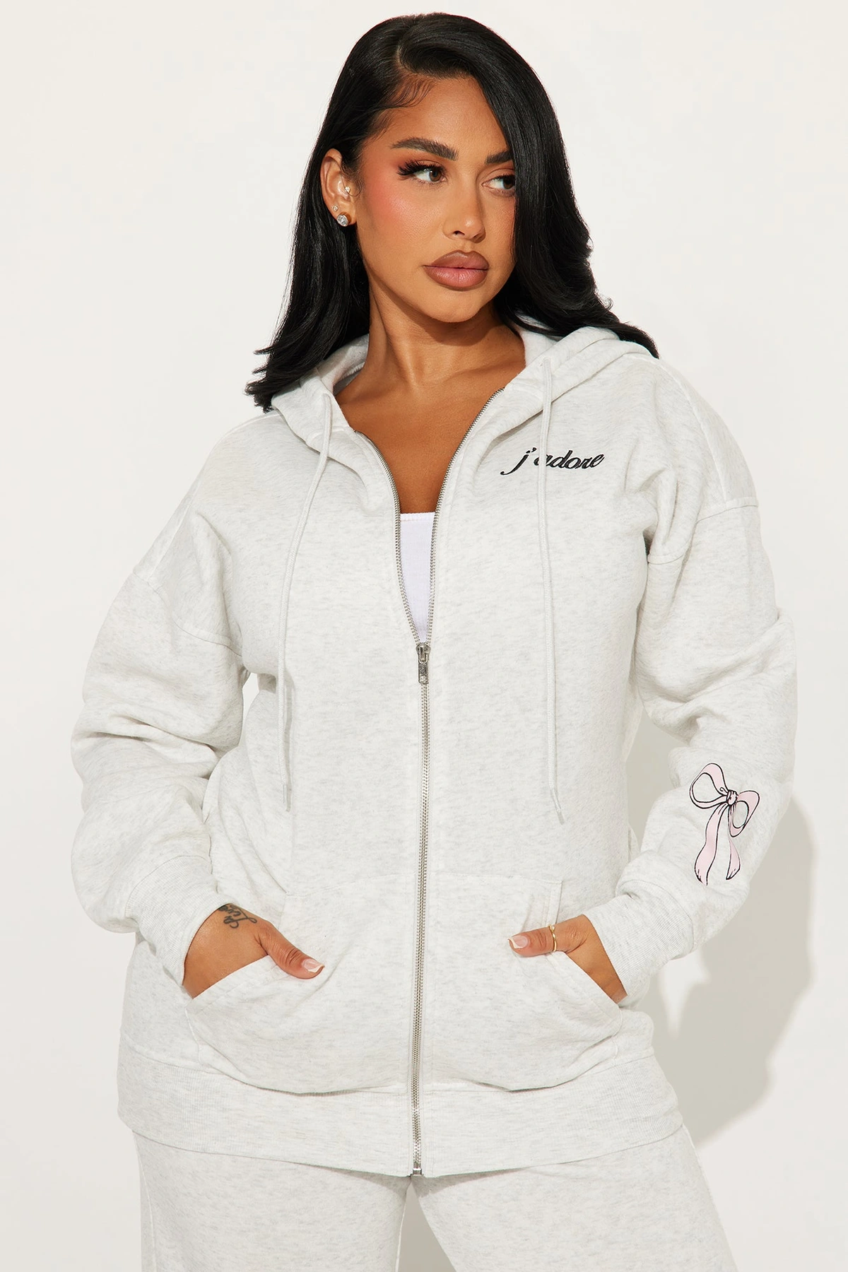 Jadore Fleece Pant Set - Heather Grey — Cinzento mesclado