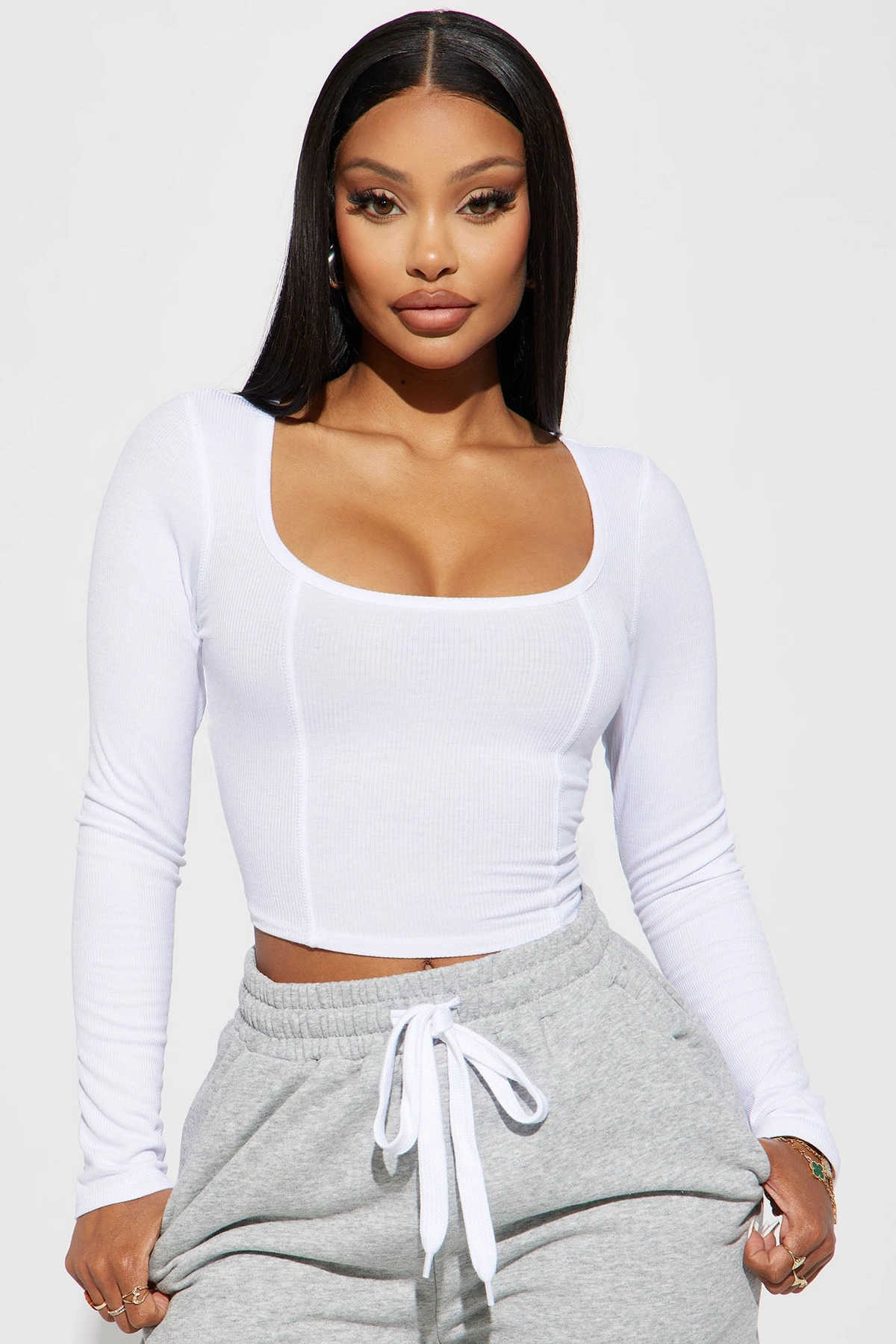 Dana Ribbed Top - White — Branco