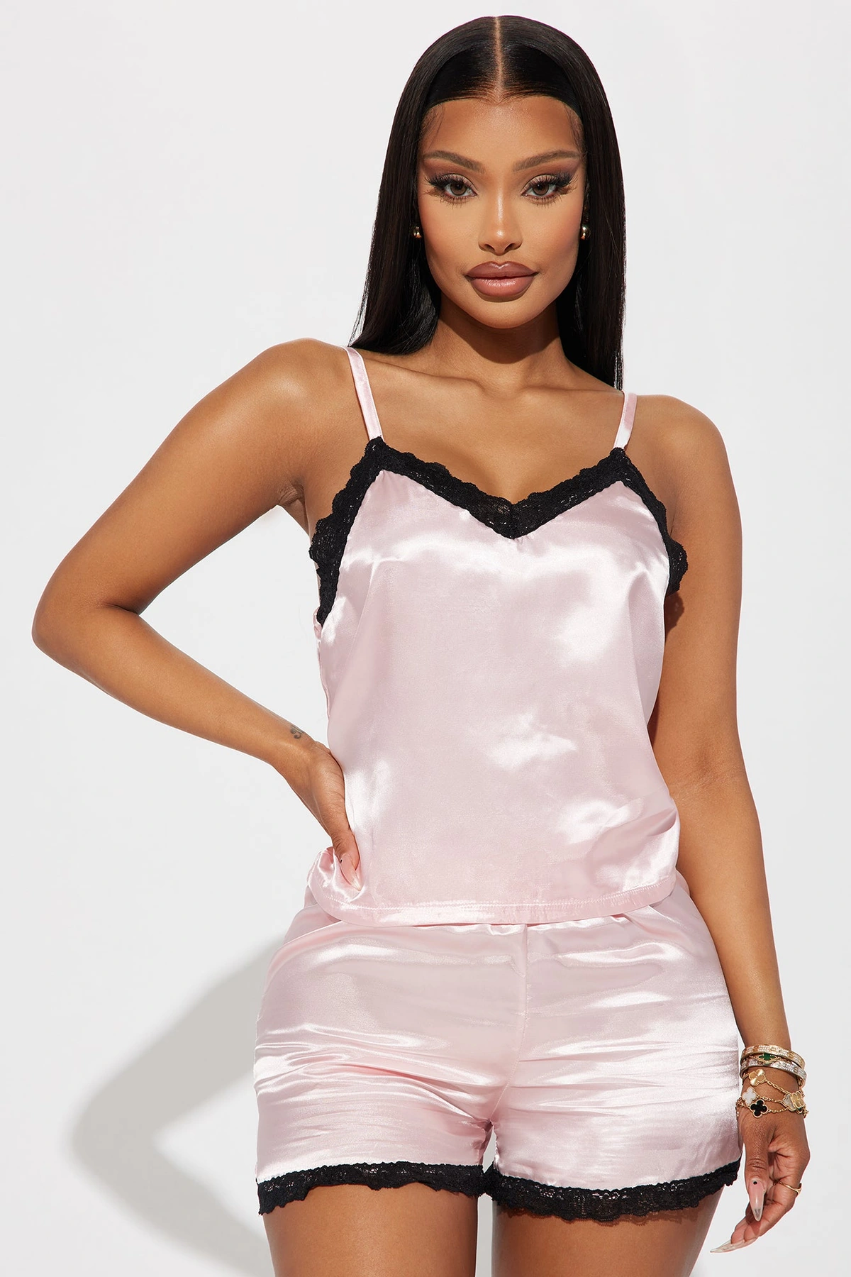 Princess Treatment Satin Lace PJ Short Set - Pink — Rosa