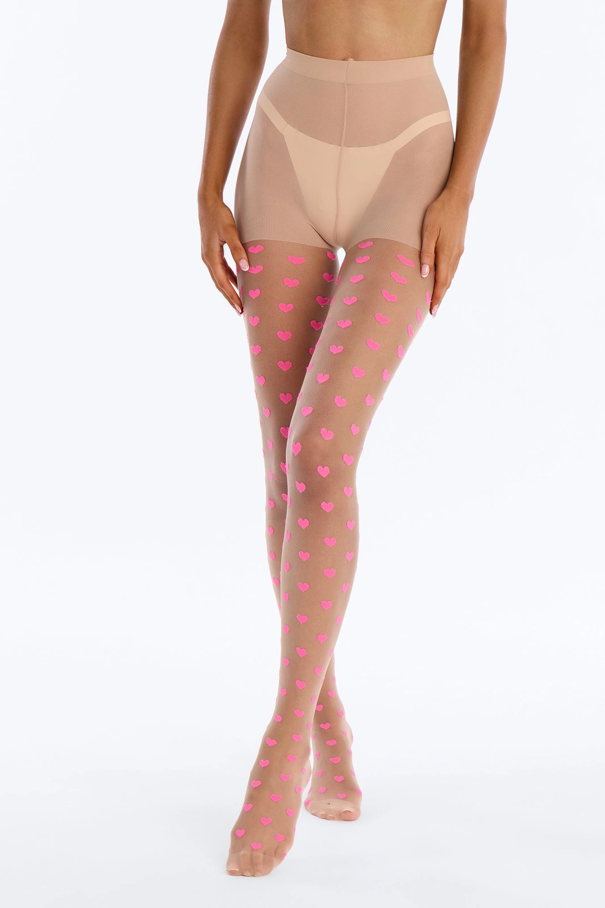 To My Heart Mesh Heart Tights - Pink/combo — Rosa/combinação