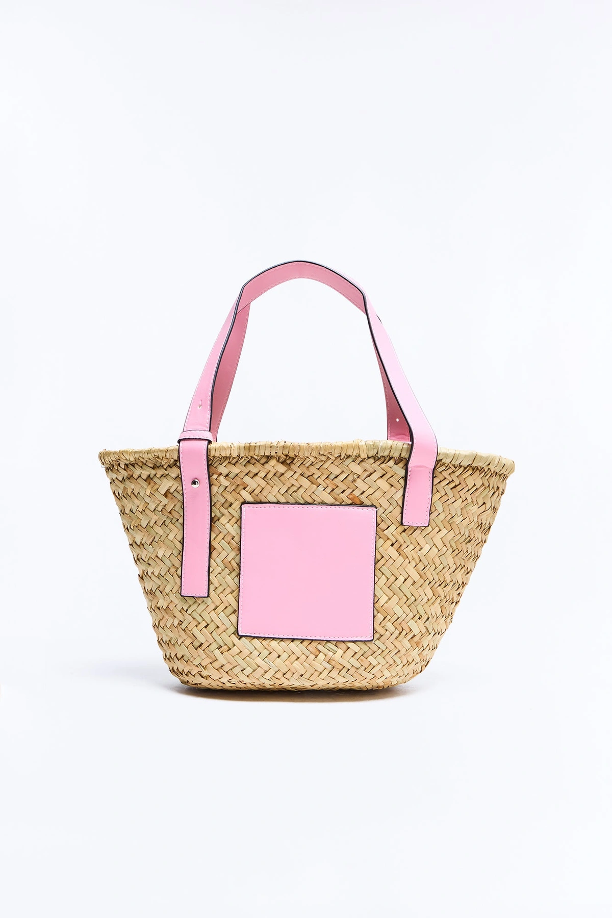 Sunday Picnic Straw Straw Tote Handbag - Pink/combo — Rosa/combinação