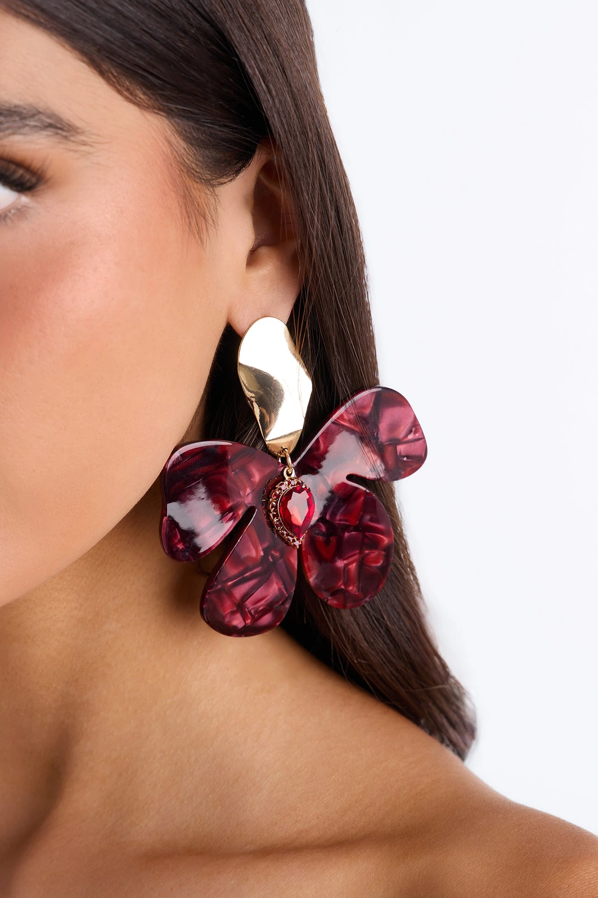 Lilia Drop Earrings - Burgundy/combo — Bordô/combinação