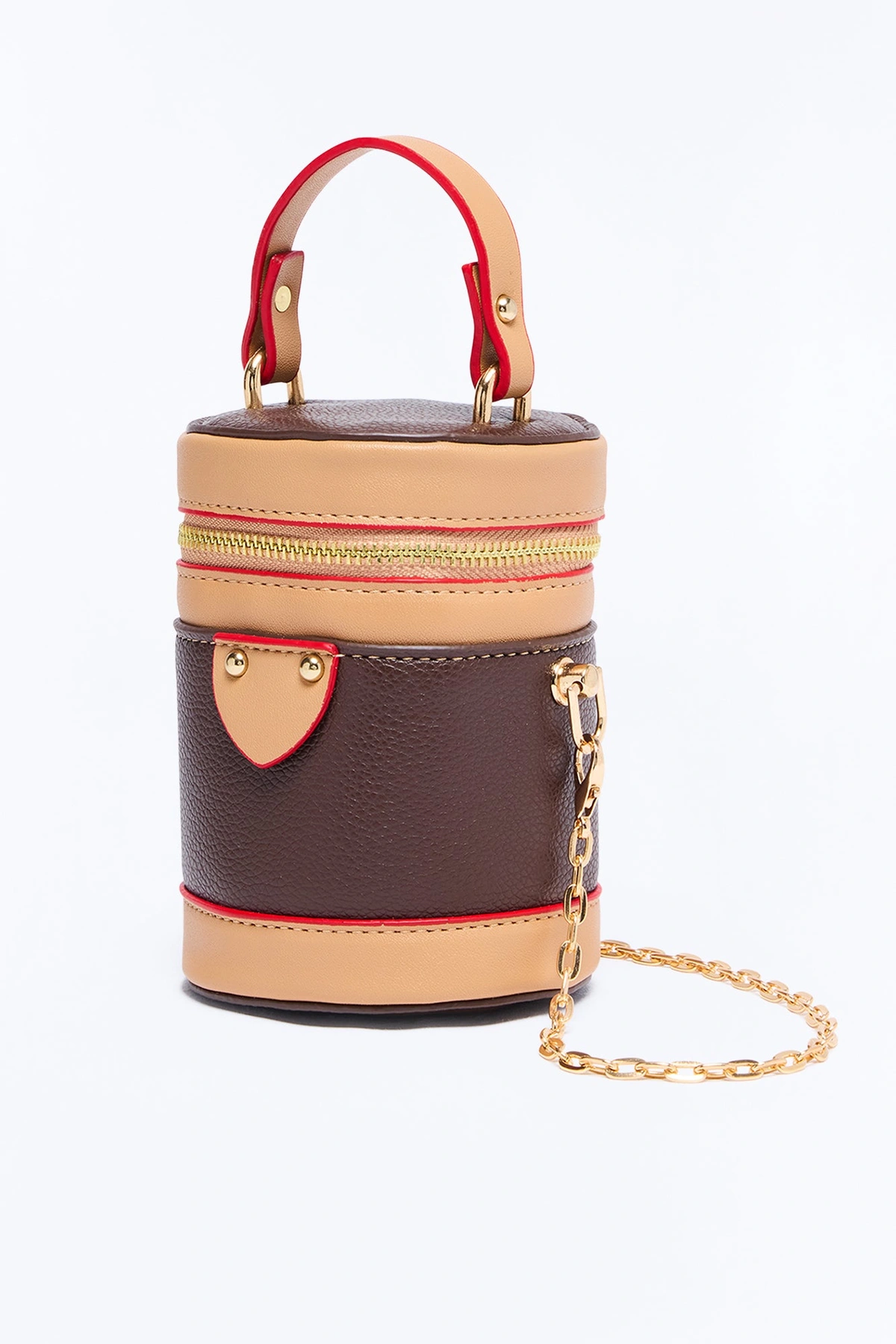 Pocketful Of Chick Faux Leather Mini Satchel Handbag - Brown/combo — Castanho/combinação