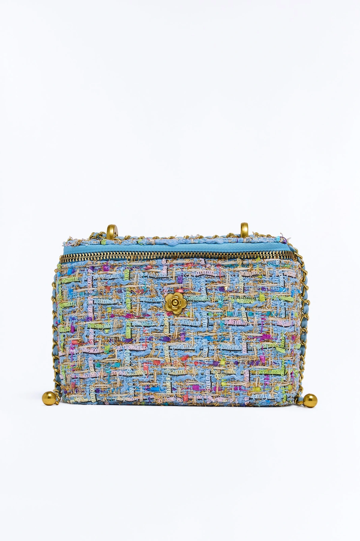Classic Tweed Crossbody Handbag - Light Blue — claro Azul