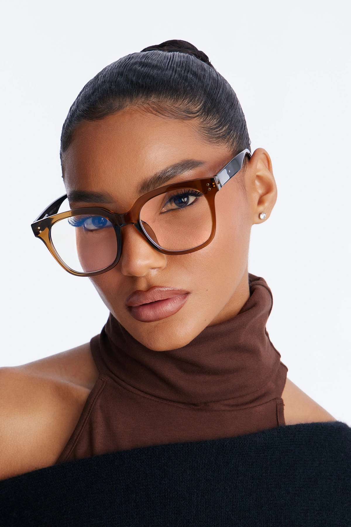 Hand Written Square Blue Light Glasses - Brown/combo — Castanho/combinação