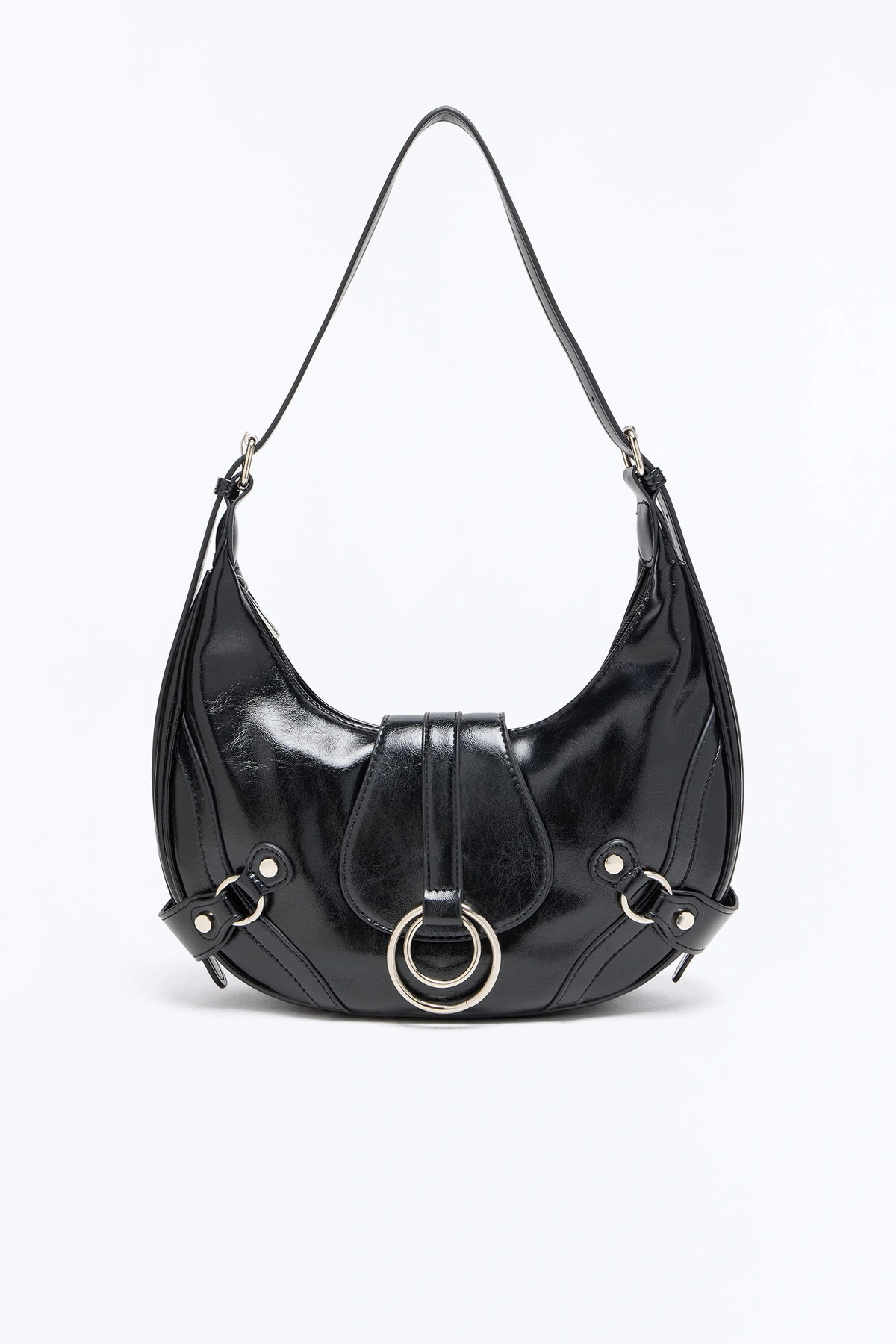 Edge Off Faux Leather Shoulder Handbag - Black — Preto