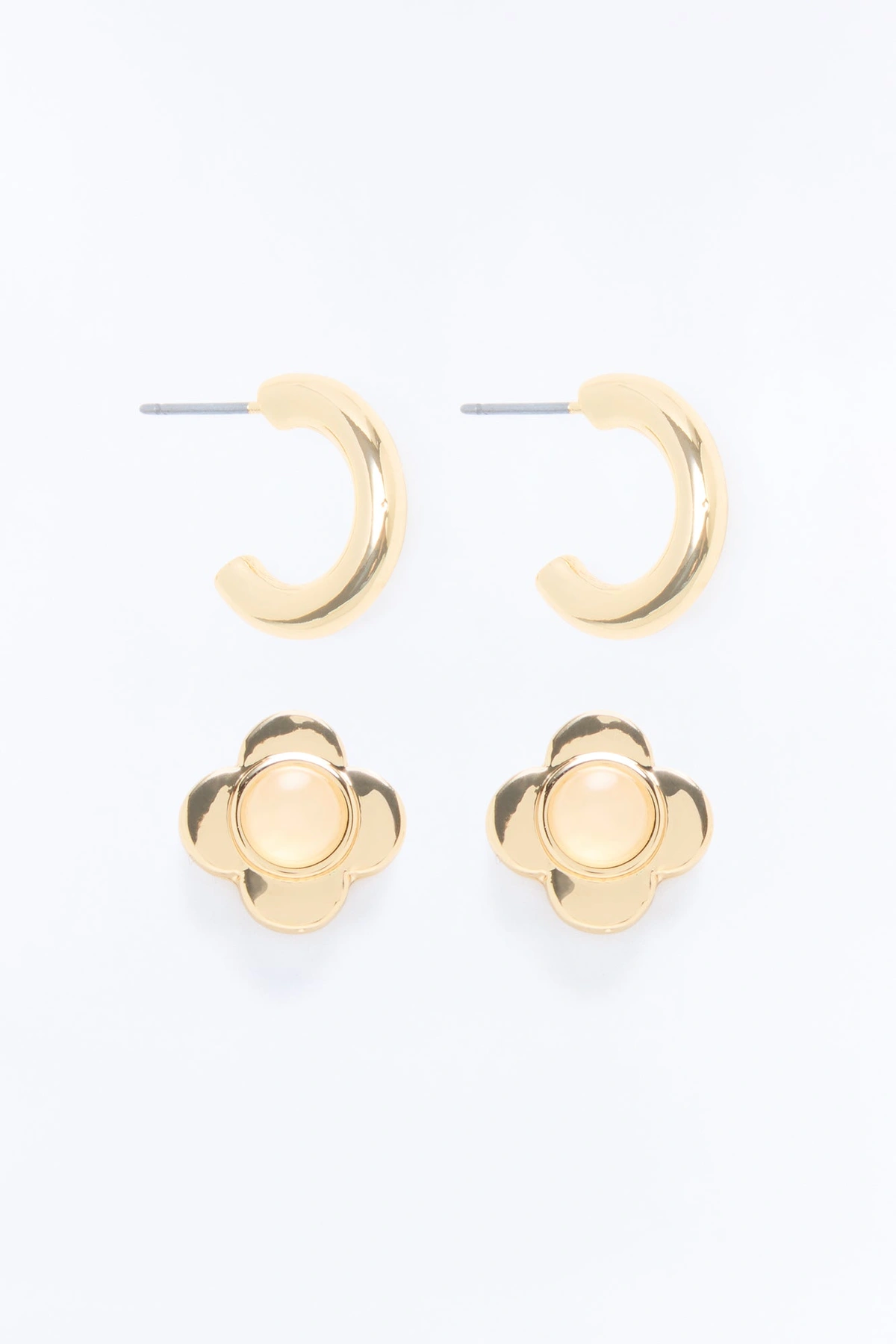 Missing You 2 Pair Multi Earring Set - Gold/combo — Dourado/combinação