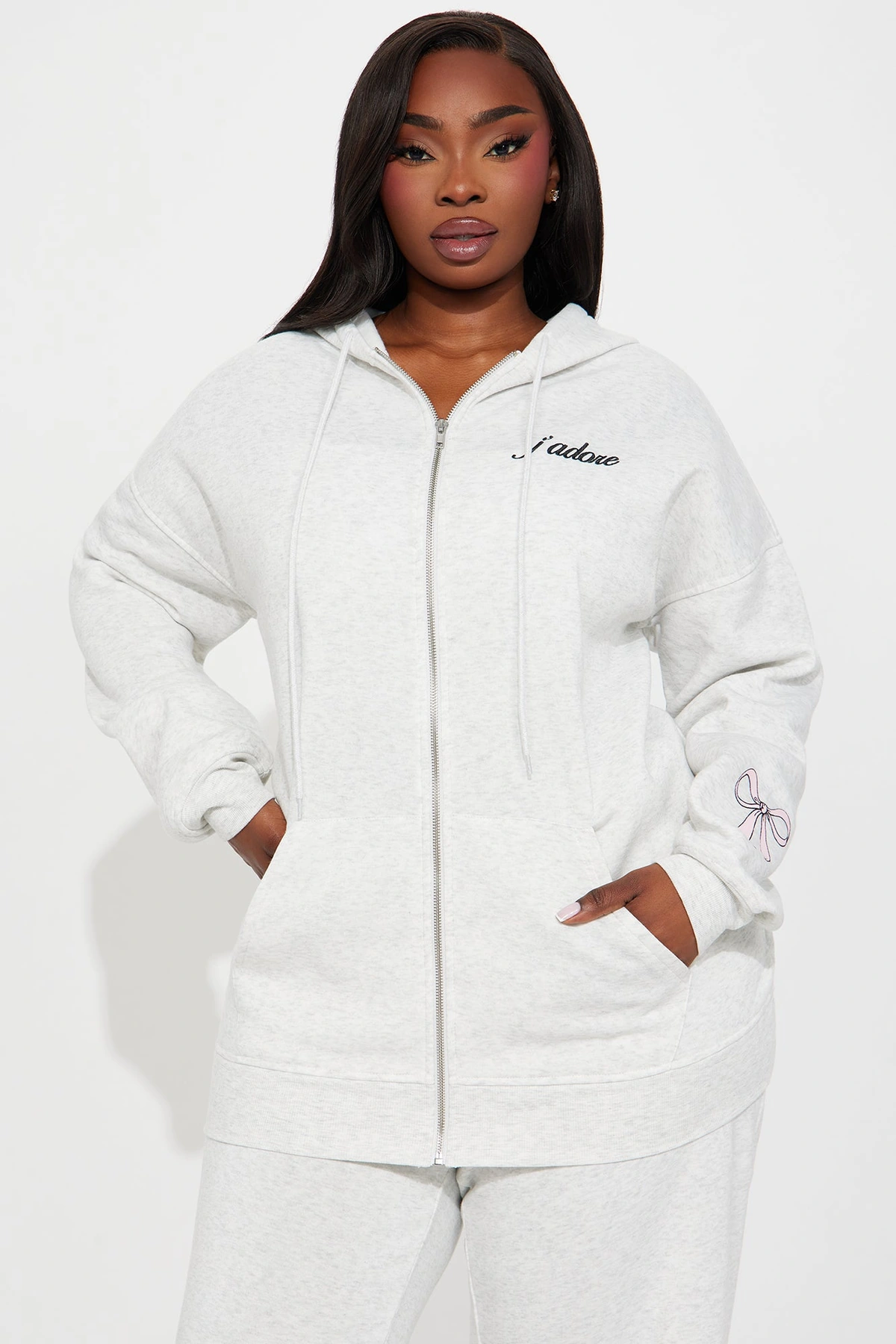 Jadore Fleece Pant Set - Heather Grey — Cinzento mesclado