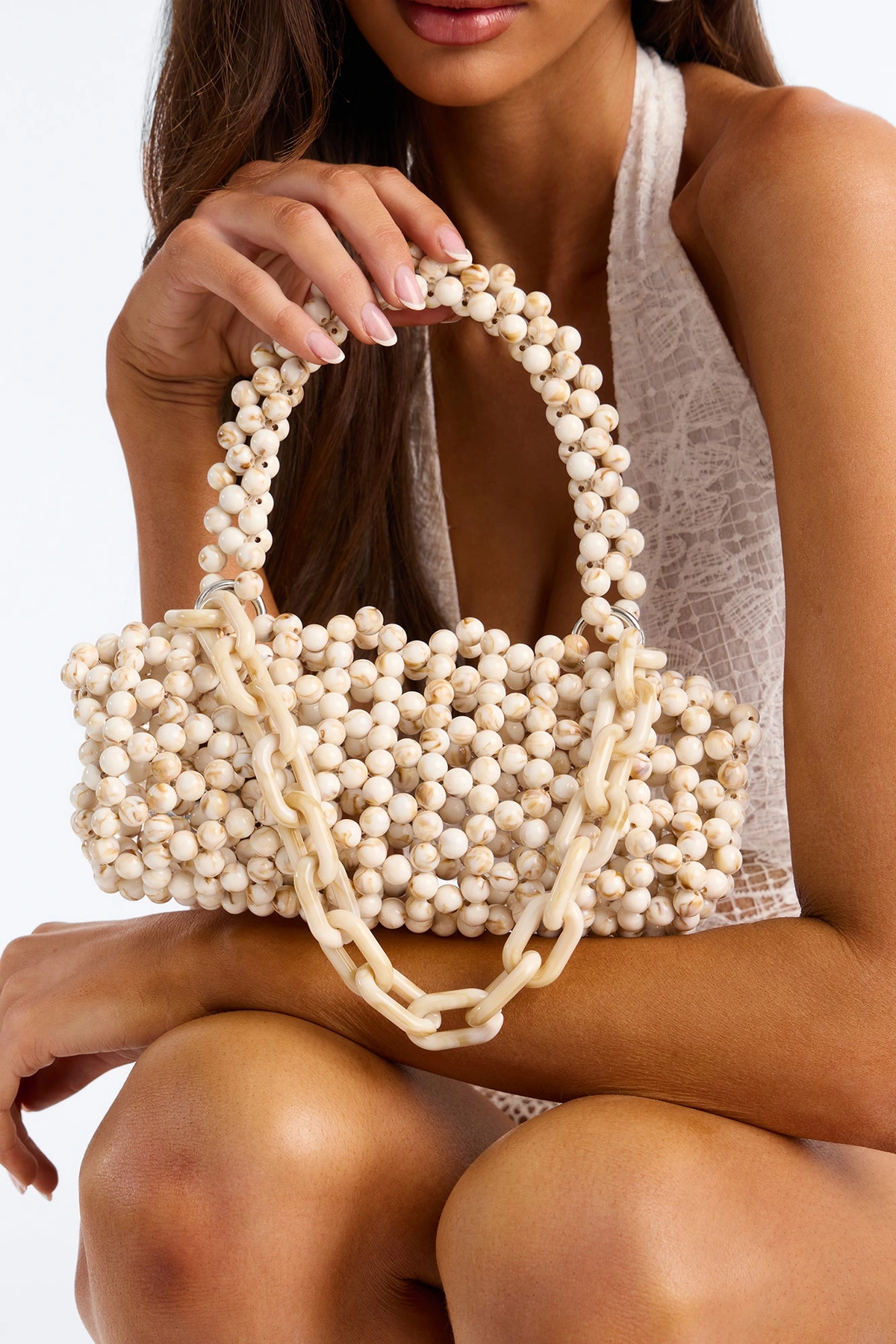 My Highest Bead Satchel Bag - Ivory/combo — Marfim/combinação