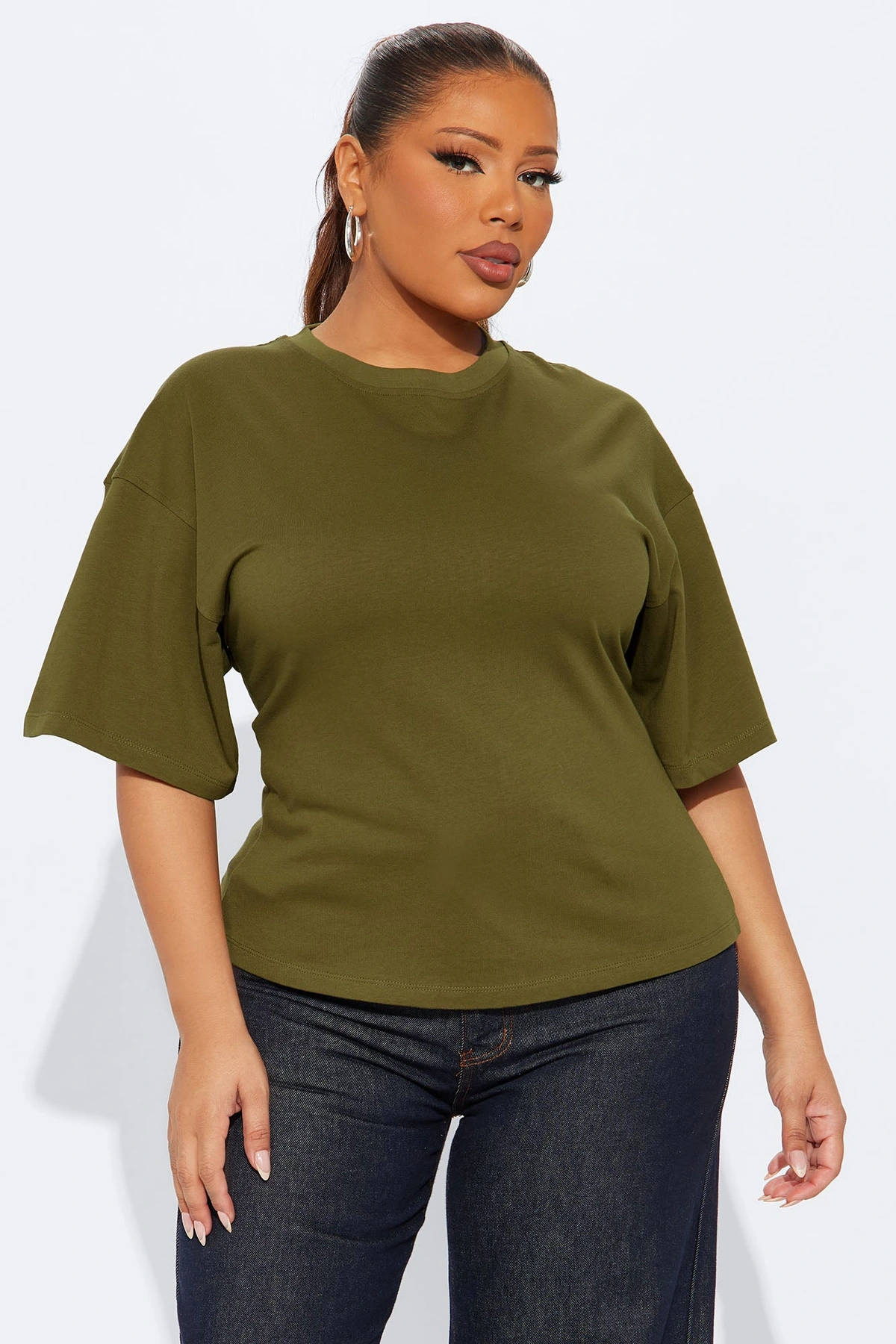 Jayden Fitted T-Shirt - Olive — Verde-azeitona