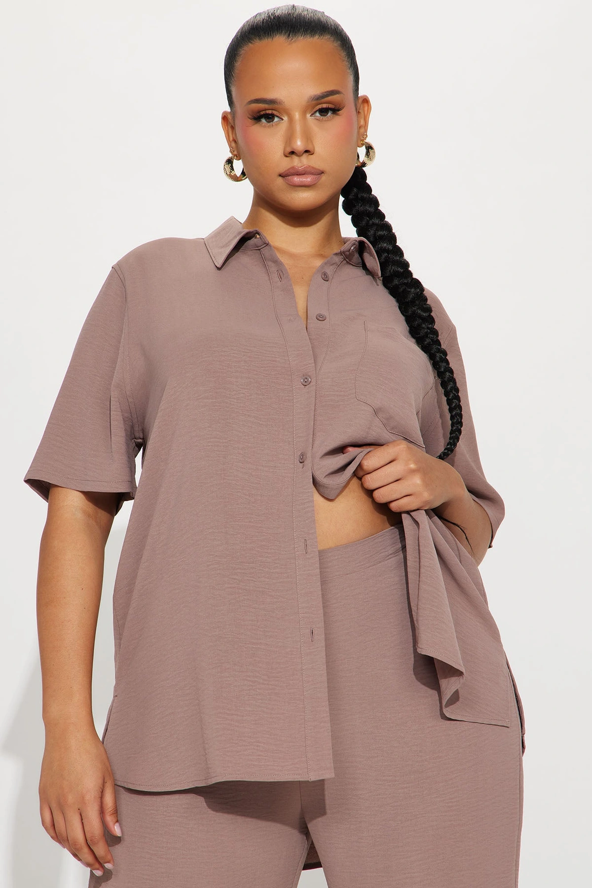 Makenzie Short Sleeve Pant Set - Mocha — Moca