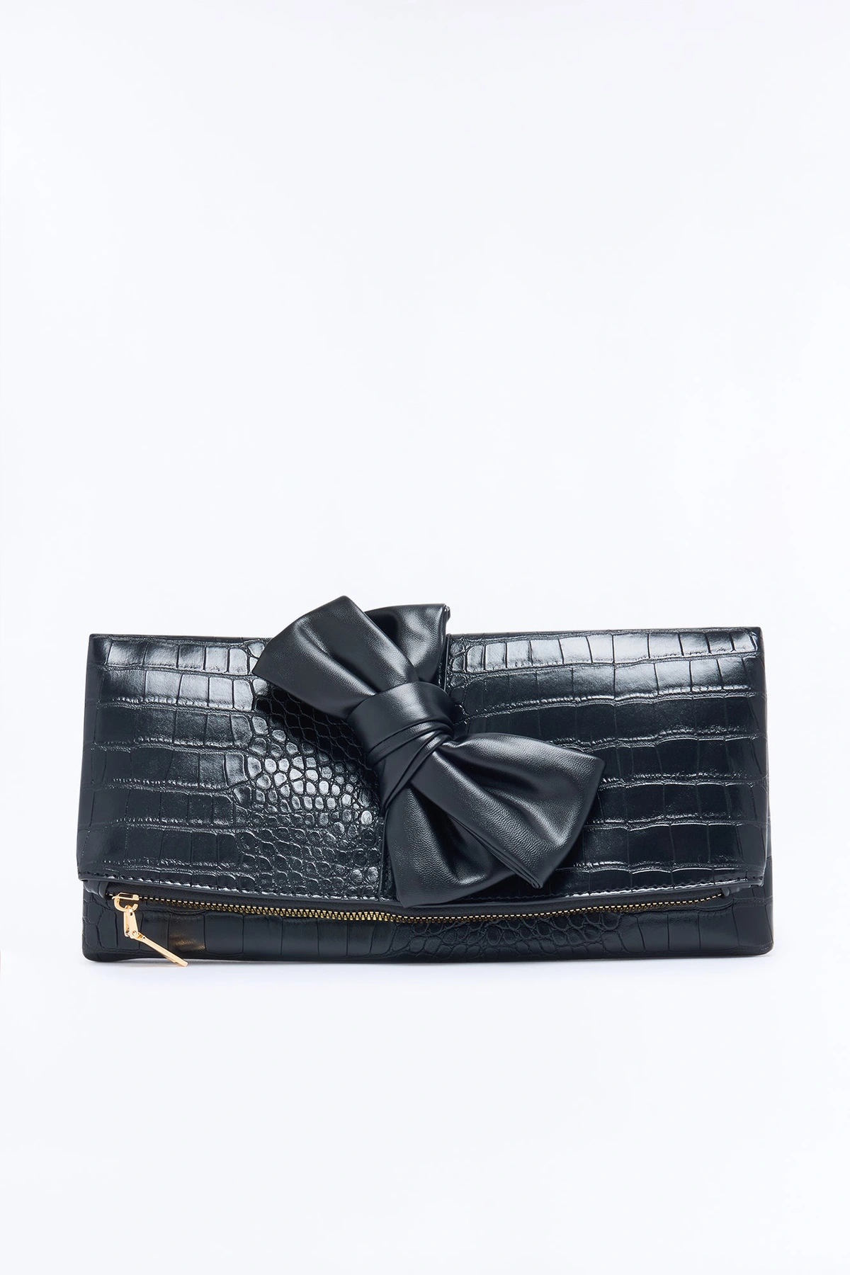 Soft Drama Faux Leather Clutch Handbag - Black — Preto