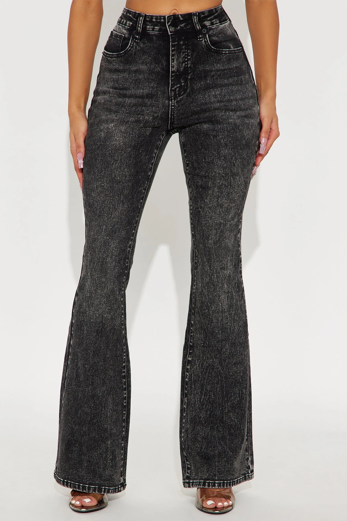 Gemma Sculpting Stretch Flare Jeans - Black — Preto