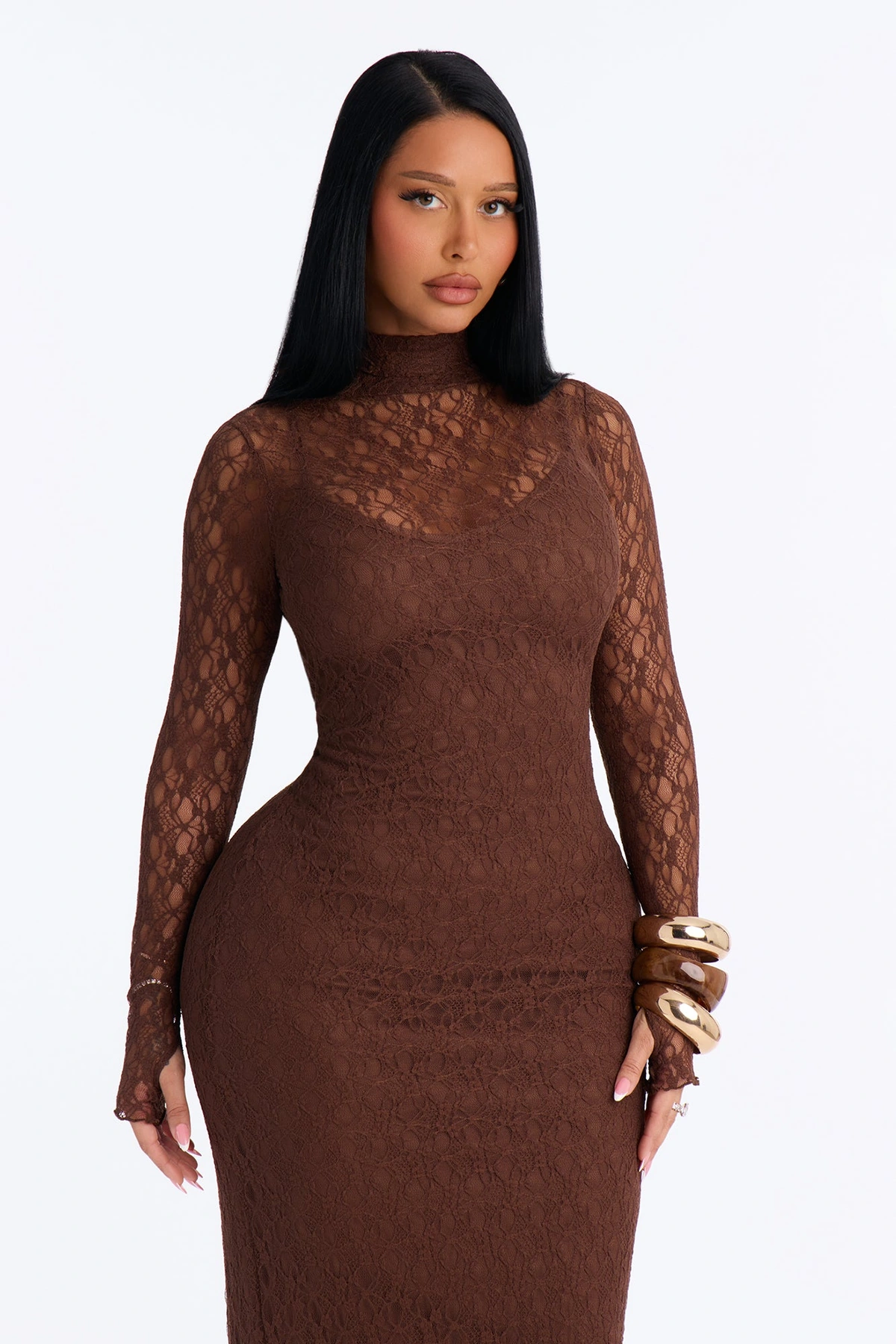 Katie Lace Maxi Dress - Chocolate — Chocolate