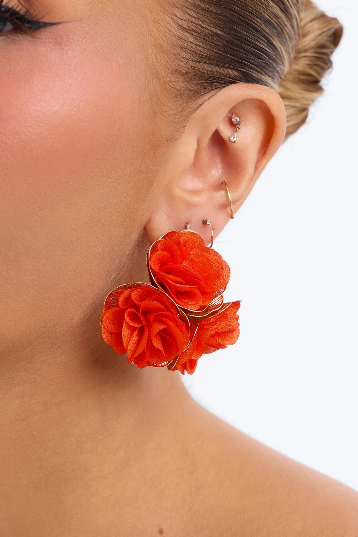 Burst Of Love Floral Earrings - Orange — Laranja