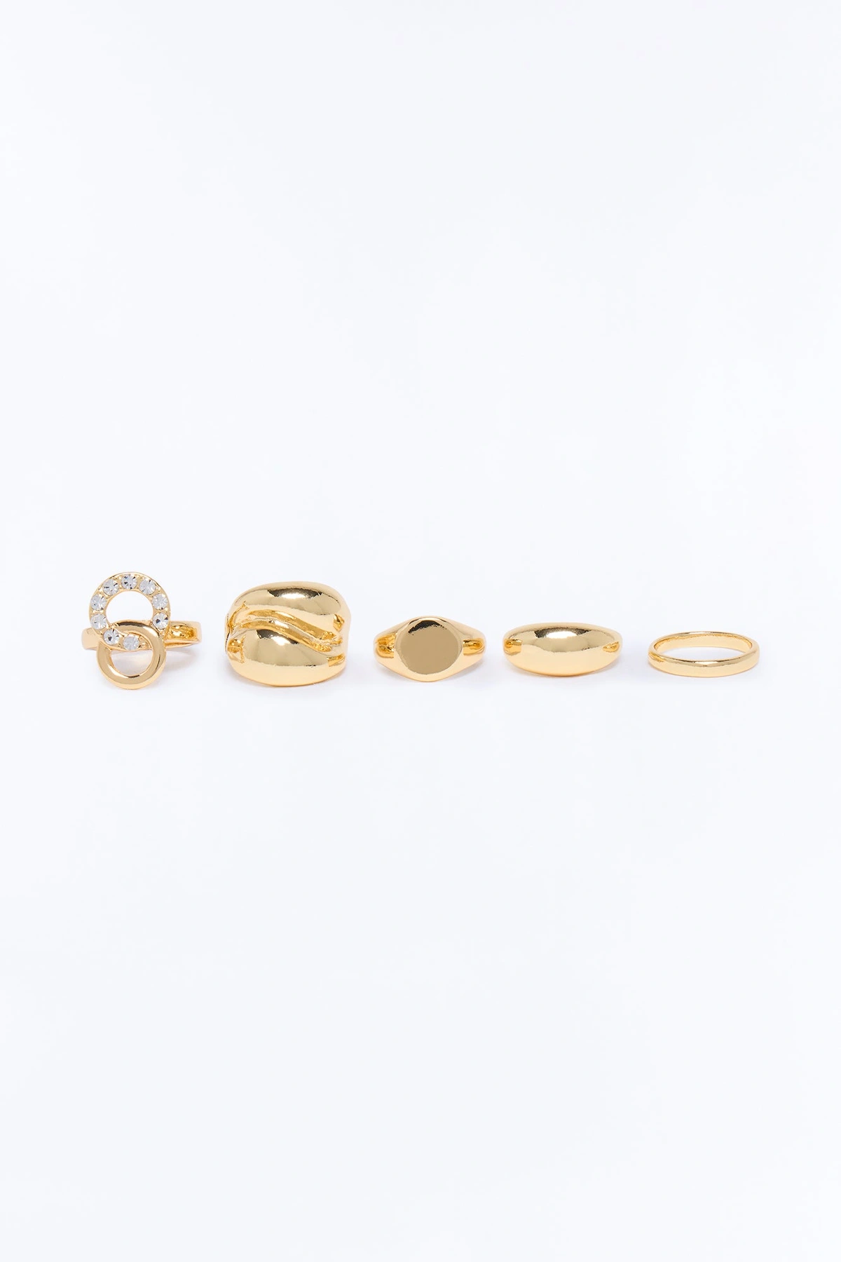 Mixing It Up 5 Piece Ring Set - Gold — Dourado