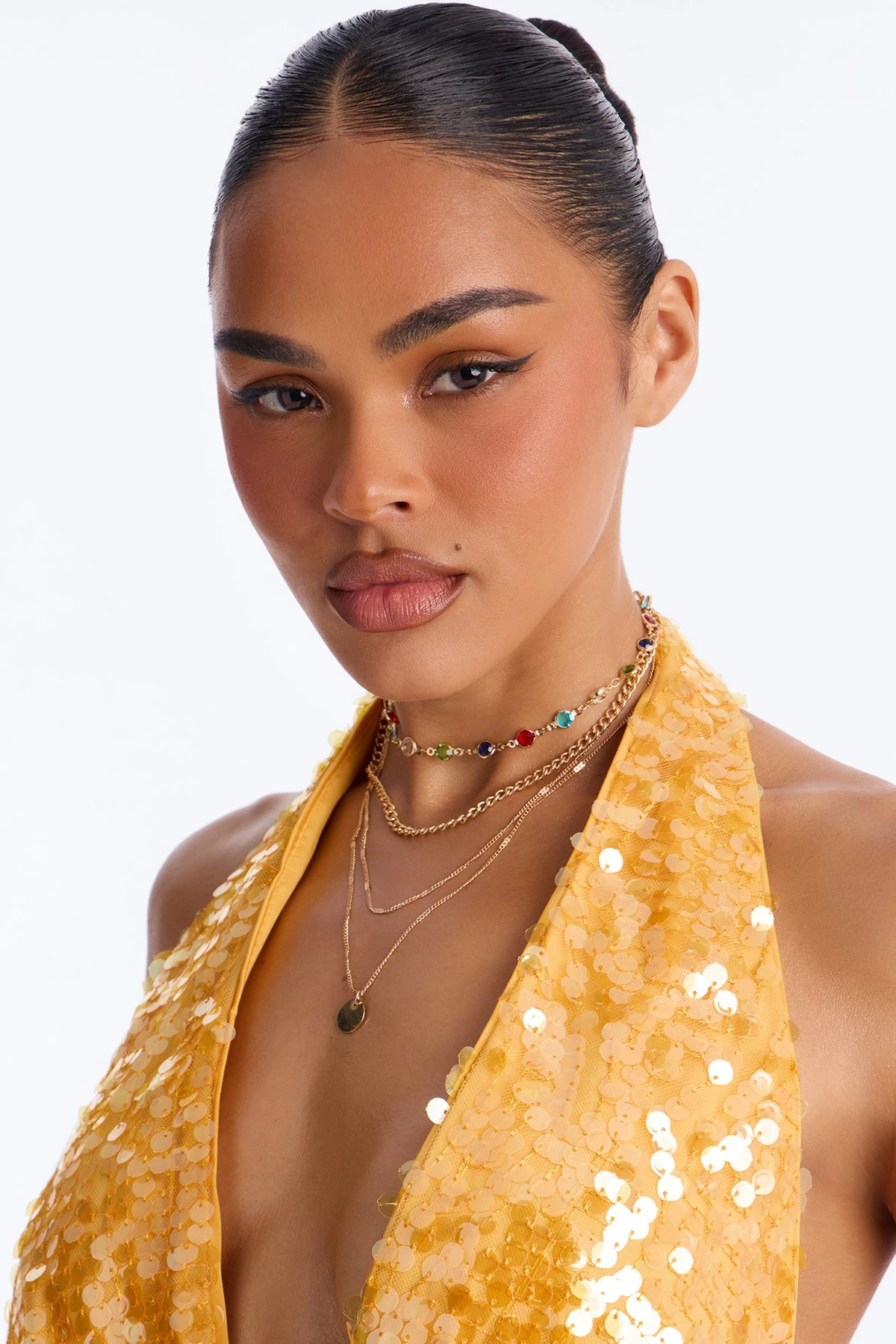 Pure Radiance Layered Neckalce - Gold/Multi — Dourado/Multicolor