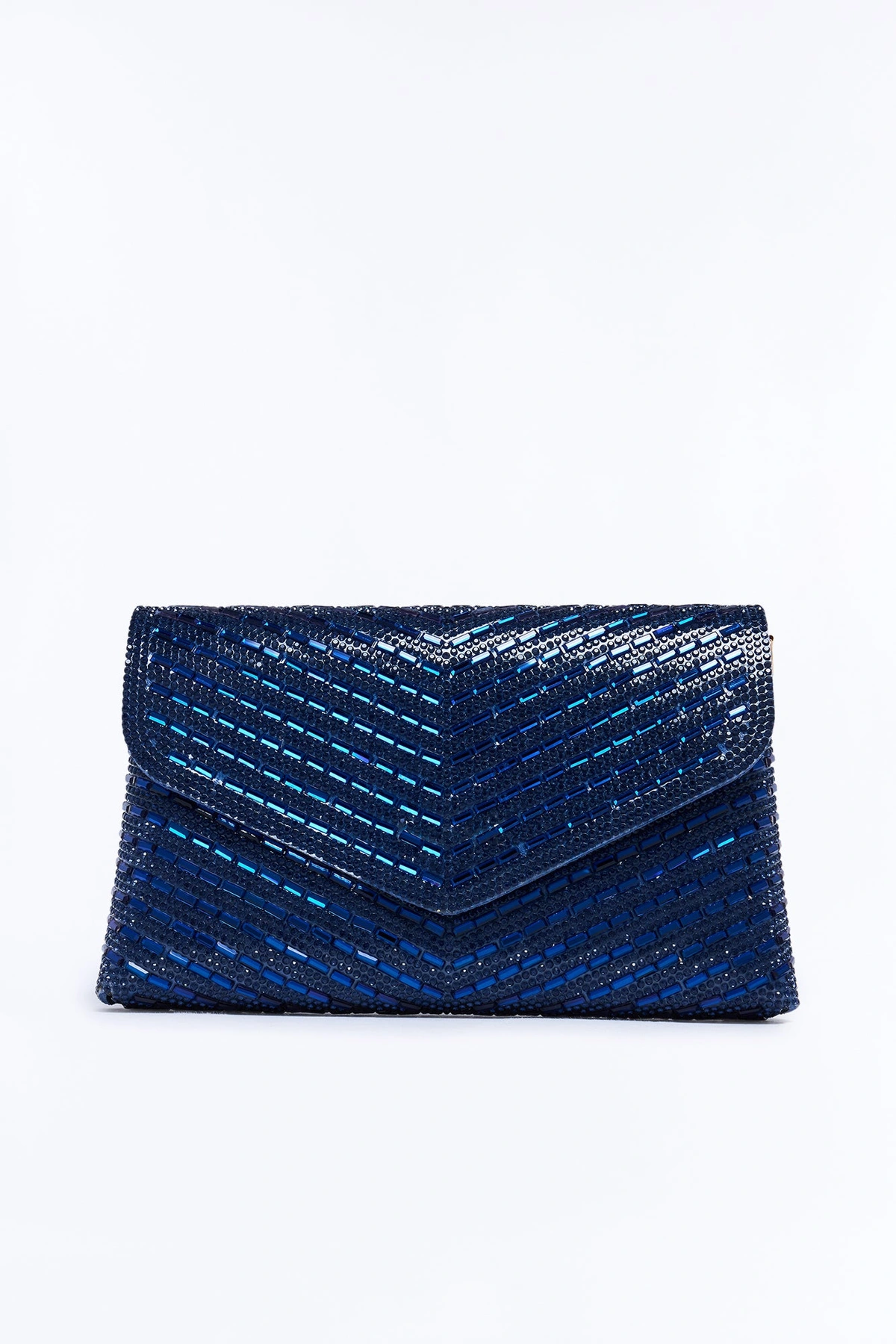 Hollywood Glam Rhinestone Clutch Handbag - Navy — Azul-marinho