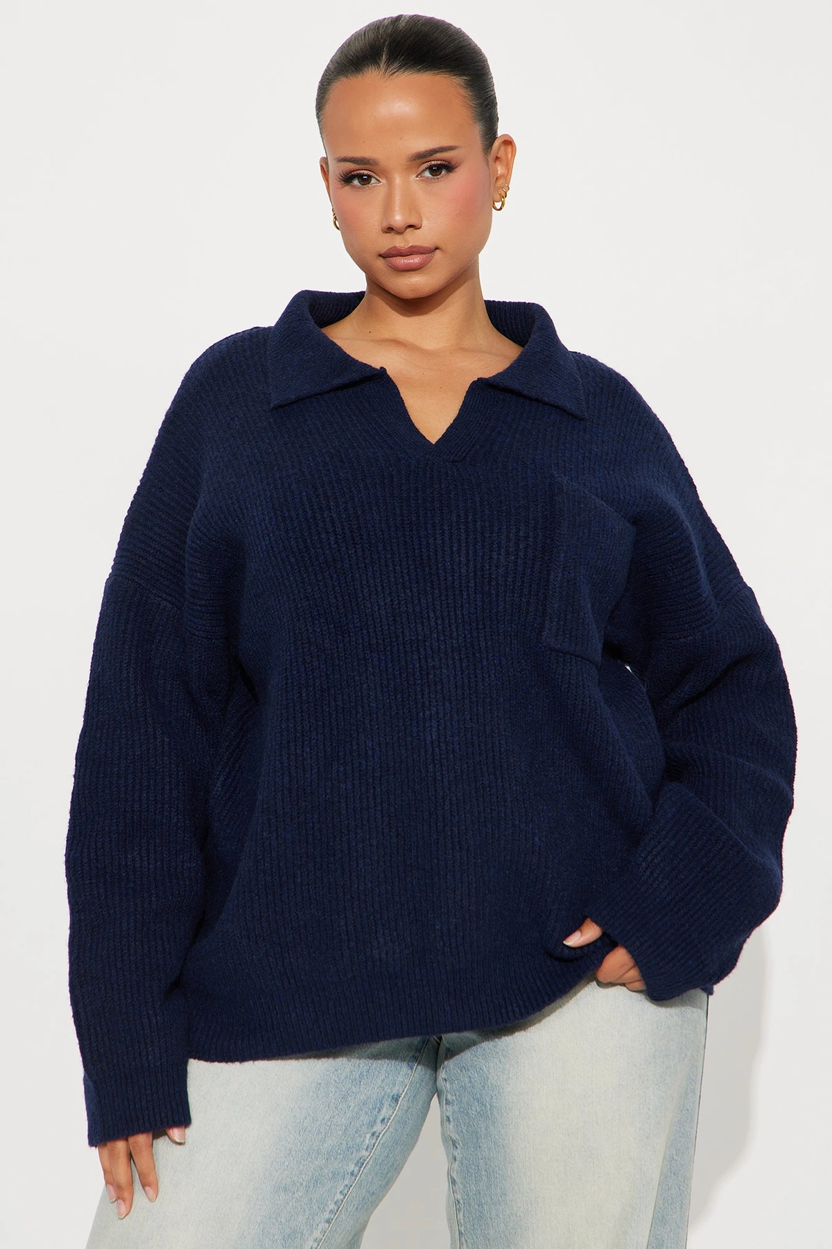 Ollie Polo Sweater - Navy — Azul-marinho