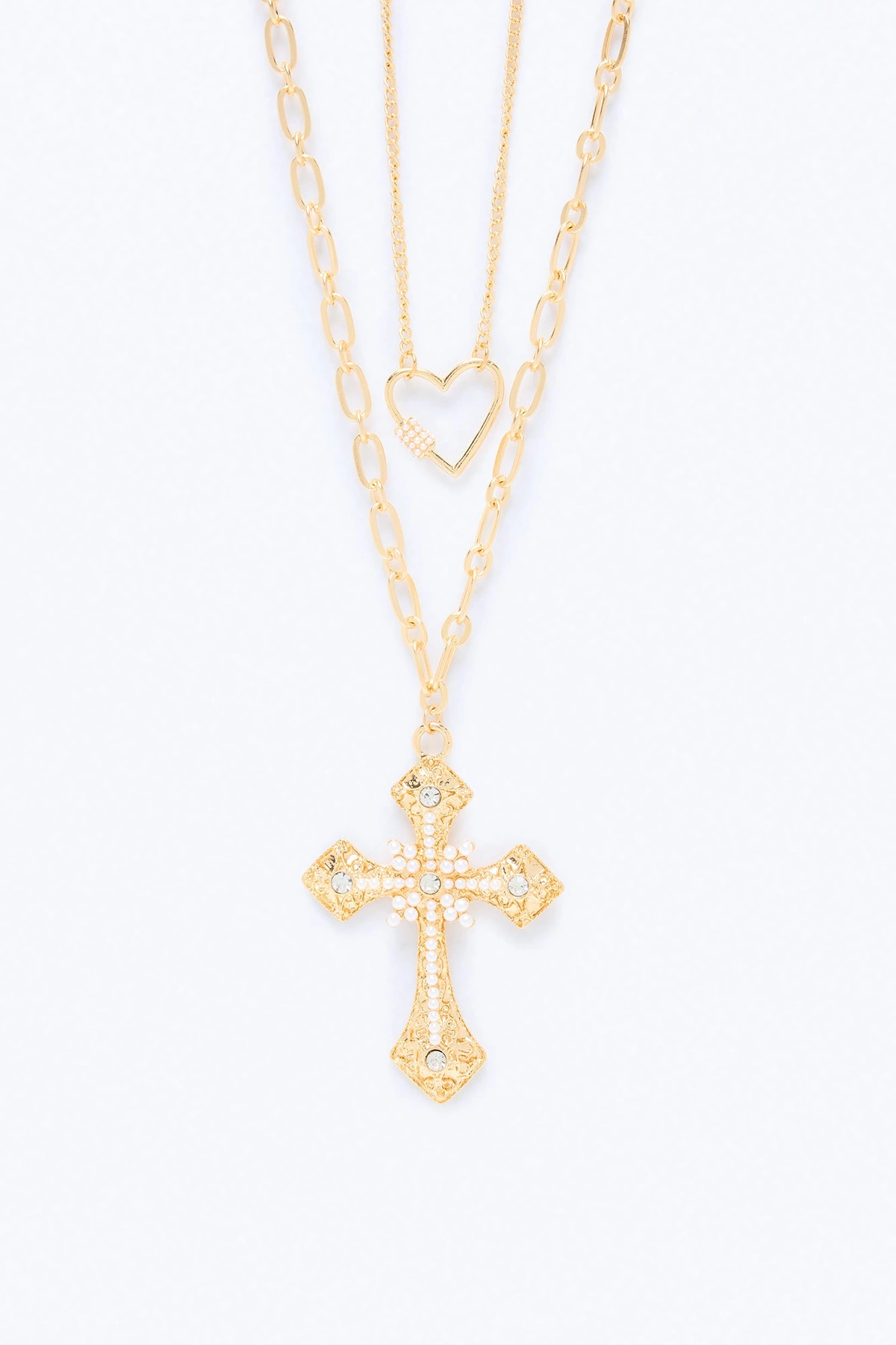 Keep The Faith Layered Necklace - Gold — Dourado
