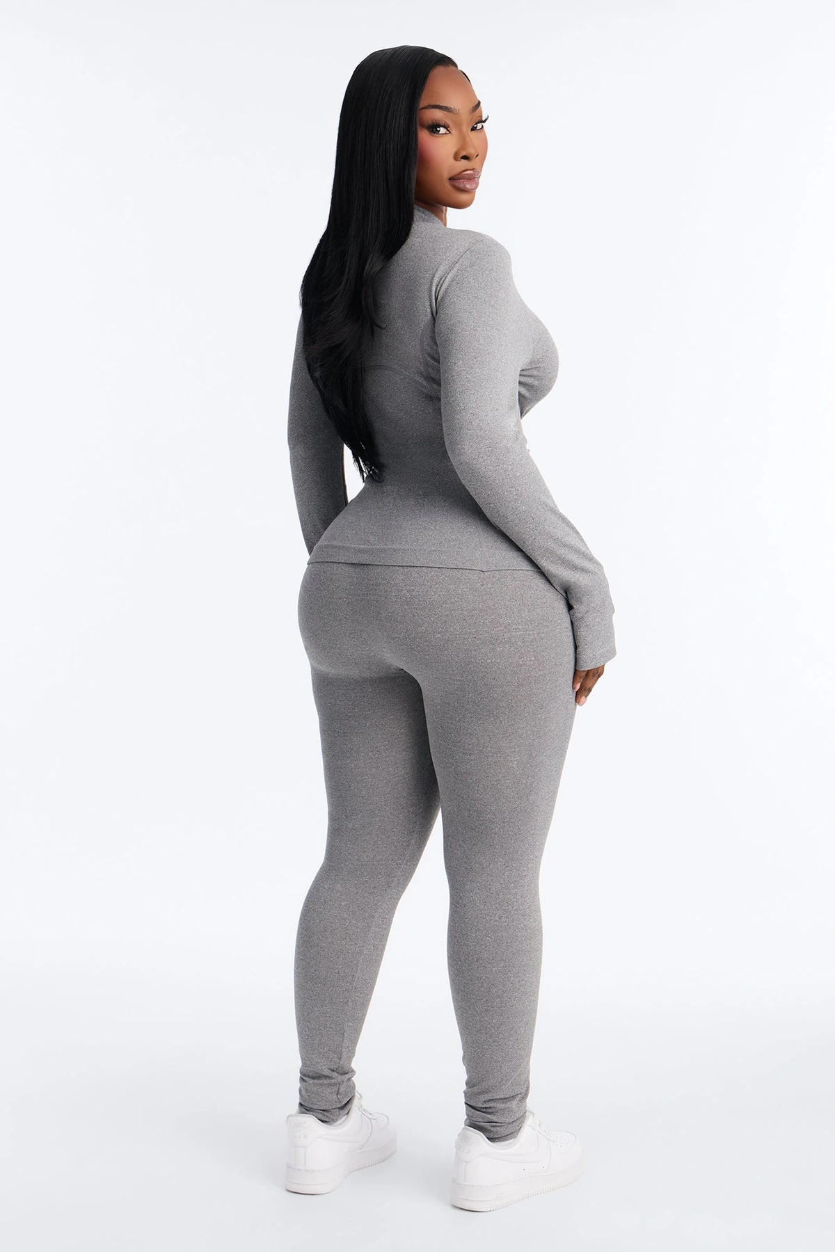 All Love Seamless Zip Up Legging Set - Heather Grey — Cinzento mesclado