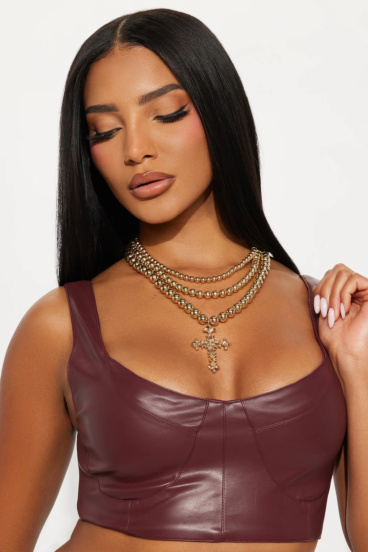 Jesus Loves Me Layered Necklace - Gold — Dourado