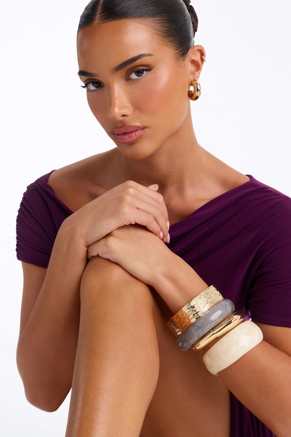 Holding Onto The Moment 4 Piece Bracelet Set - Grey/combo — Cinzento/combinação