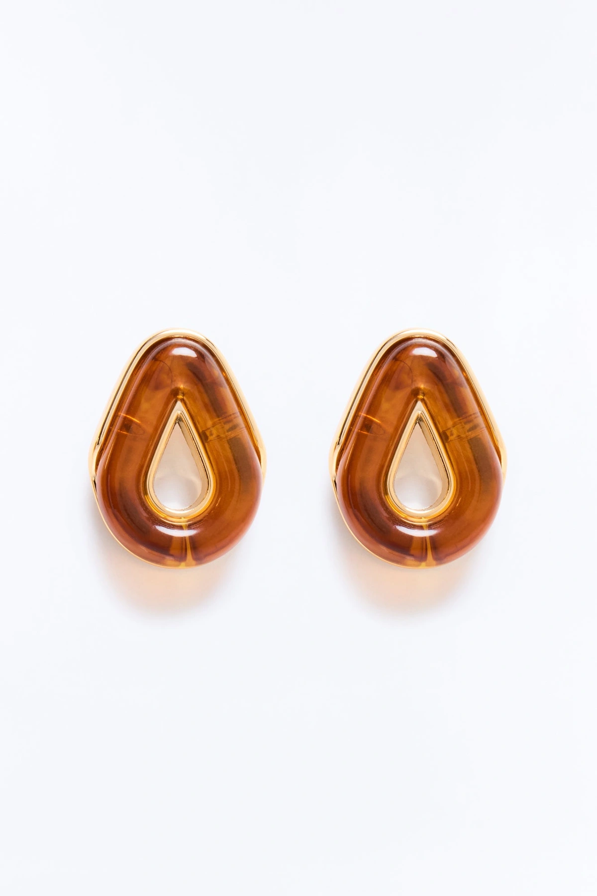 Timeless Jeweled Stud Earrings - Gold/Brown — Dourado/Castanho