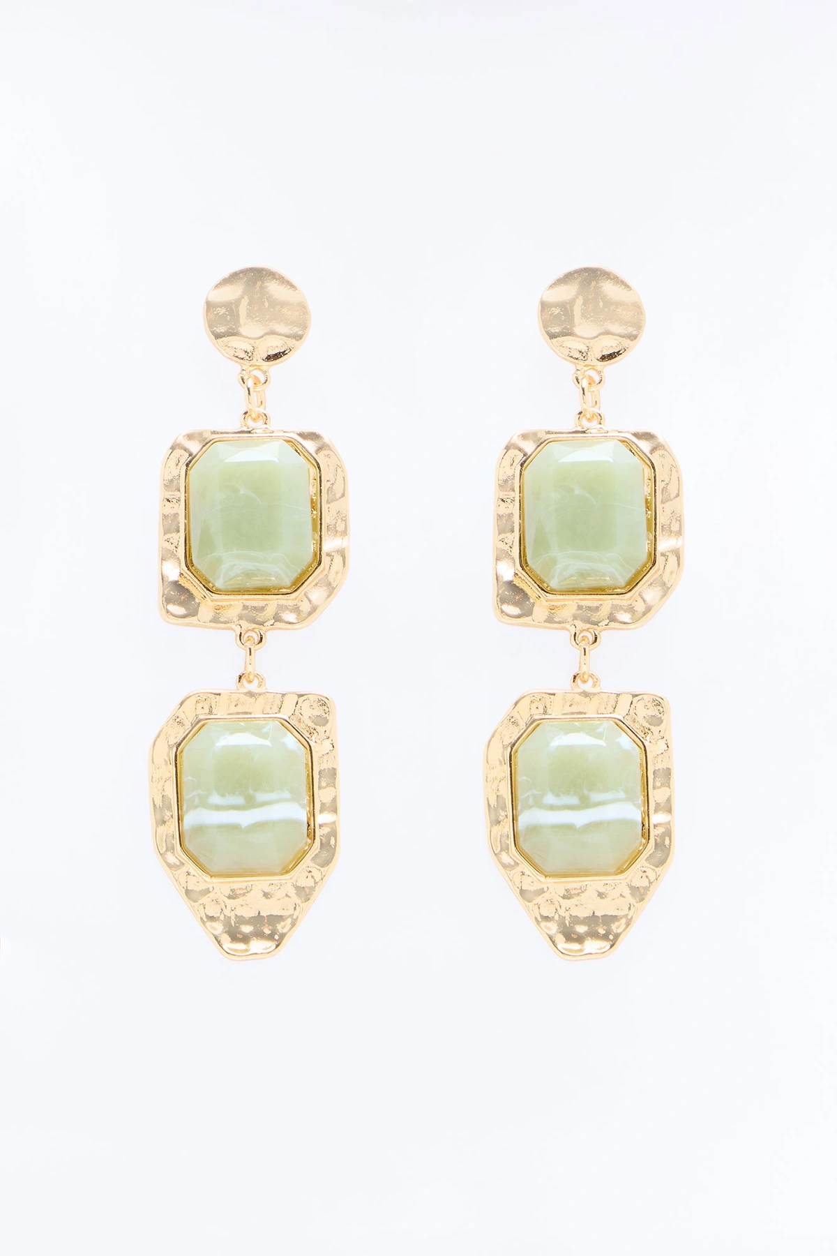 Risky Business Jeweled Drop Earrings - Gold/Green — Dourado/Verde
