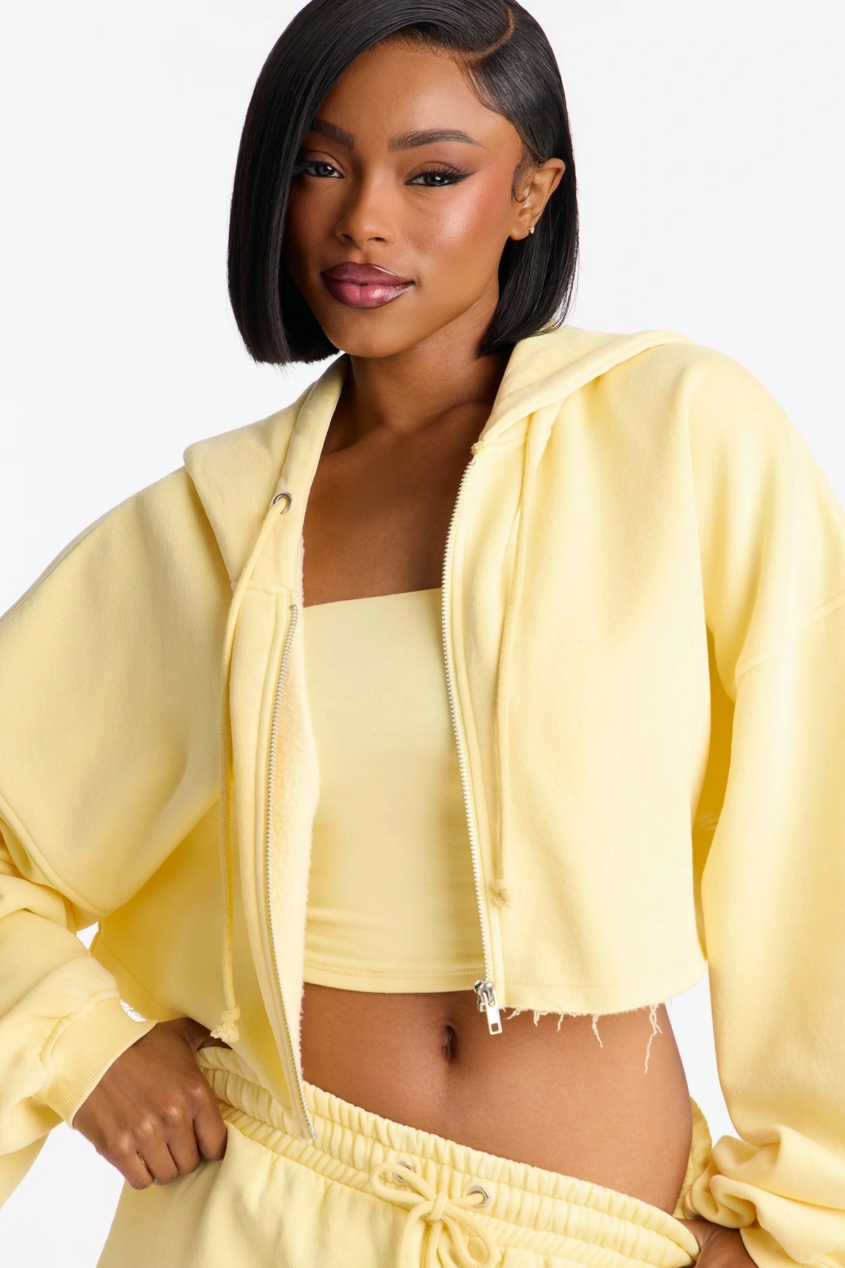 On The Go Fleece Pant Set - Yellow — Amarelo