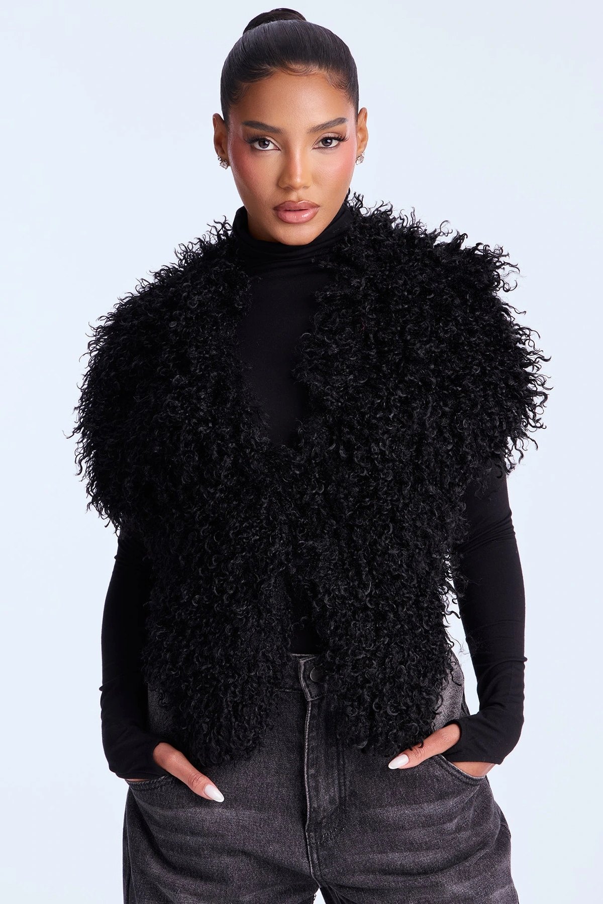 So Shaggy Body Scarf - Black — Preto