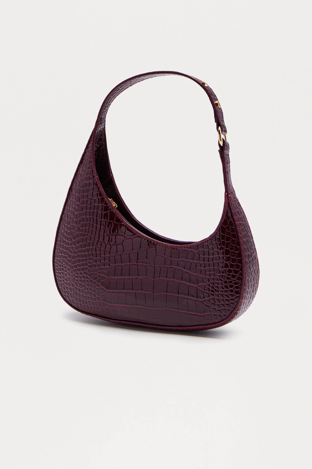 Had A Feeling Embossed Croc Faux Leather Shoulder Bag - Burgundy — Bordô