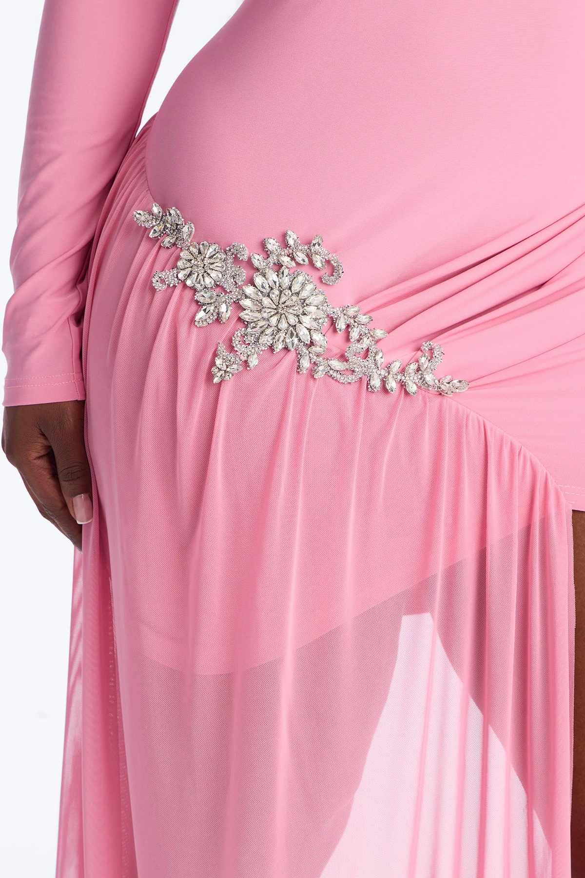 Leni Embellished Draped Mini Dress - Rose — Rose