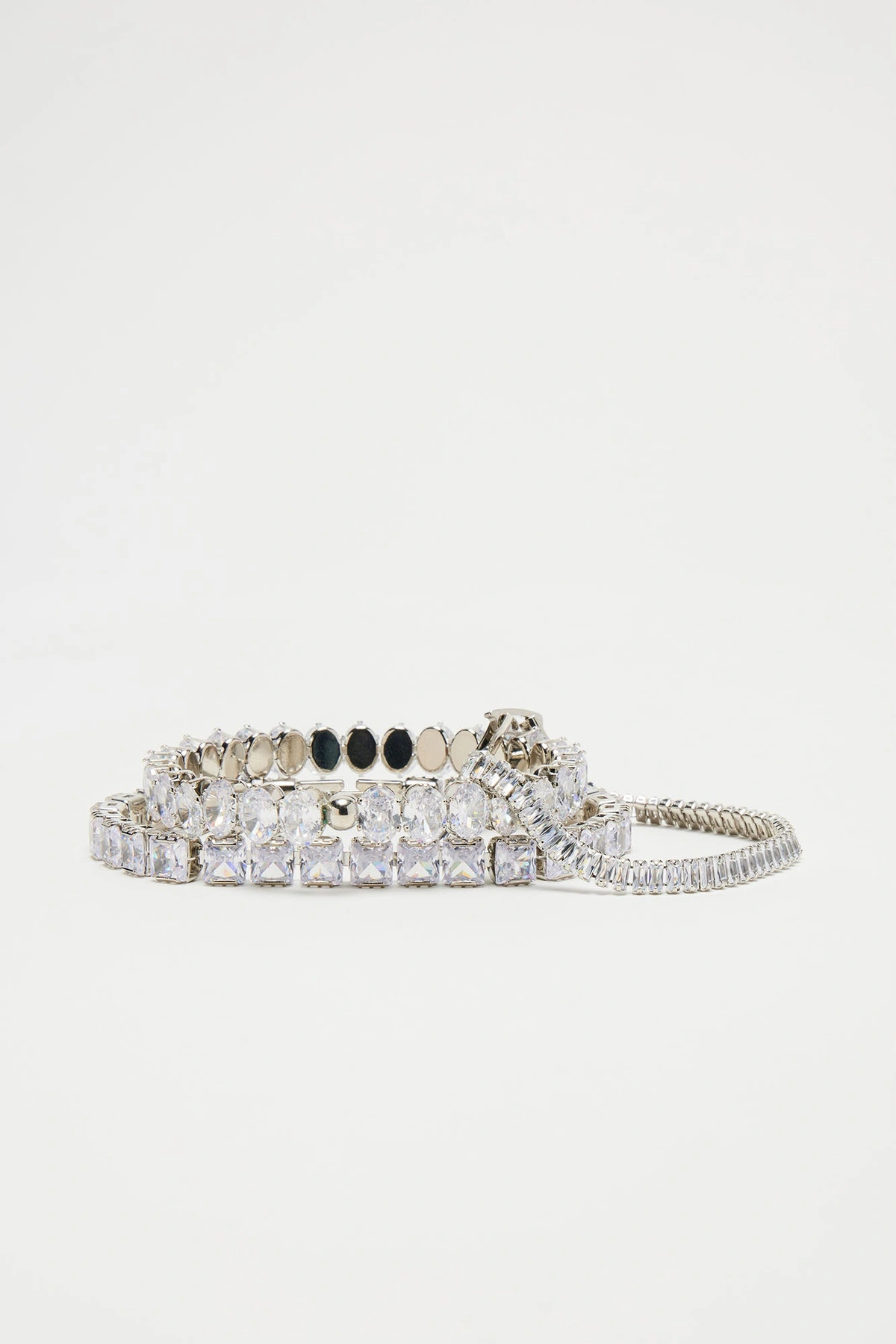 Always Shining Bright Rhinestone Bracelet Set - Silver — Prateado