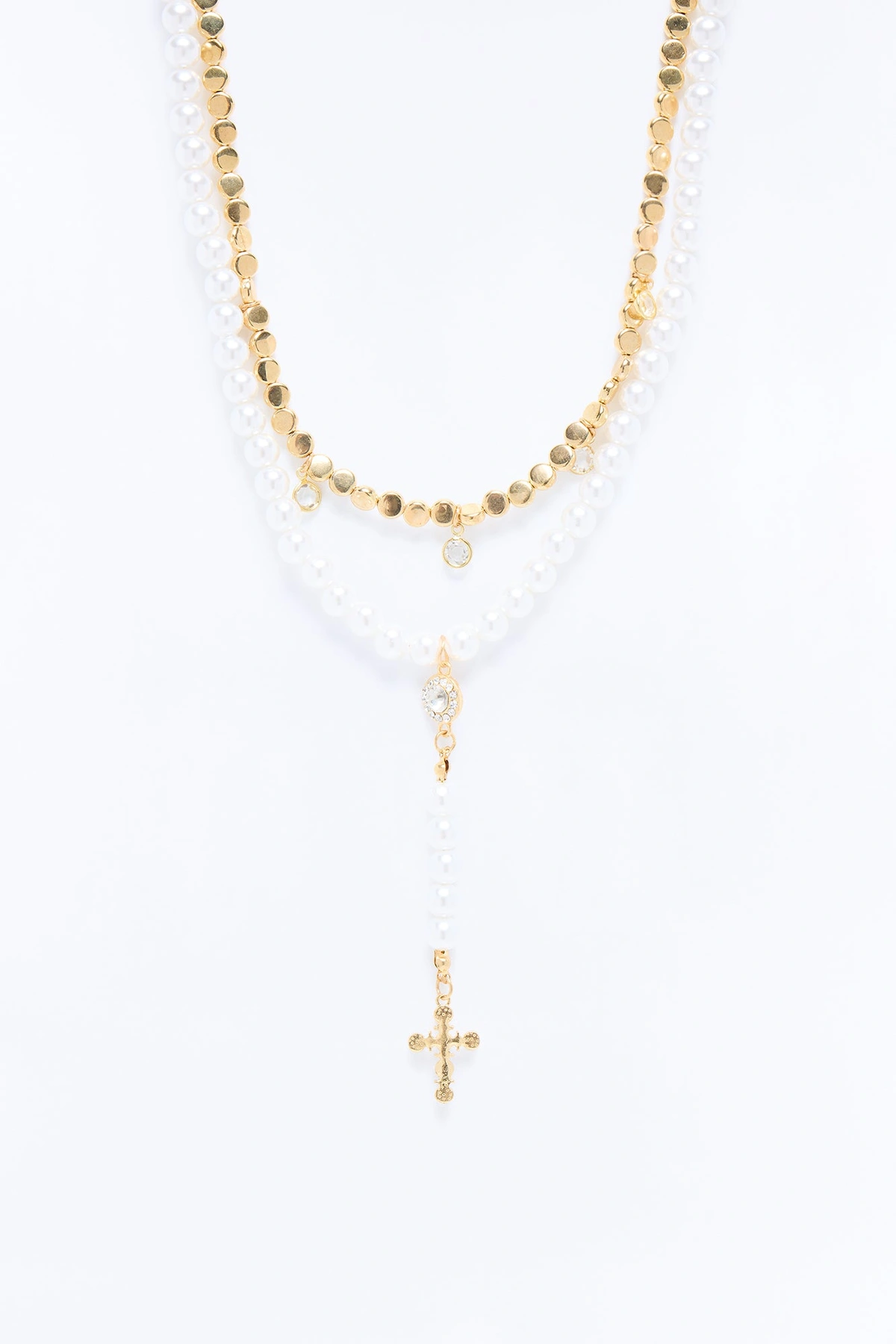 Radiant Devotion Lariat Necklace - White/Gold — Branco/Dourado