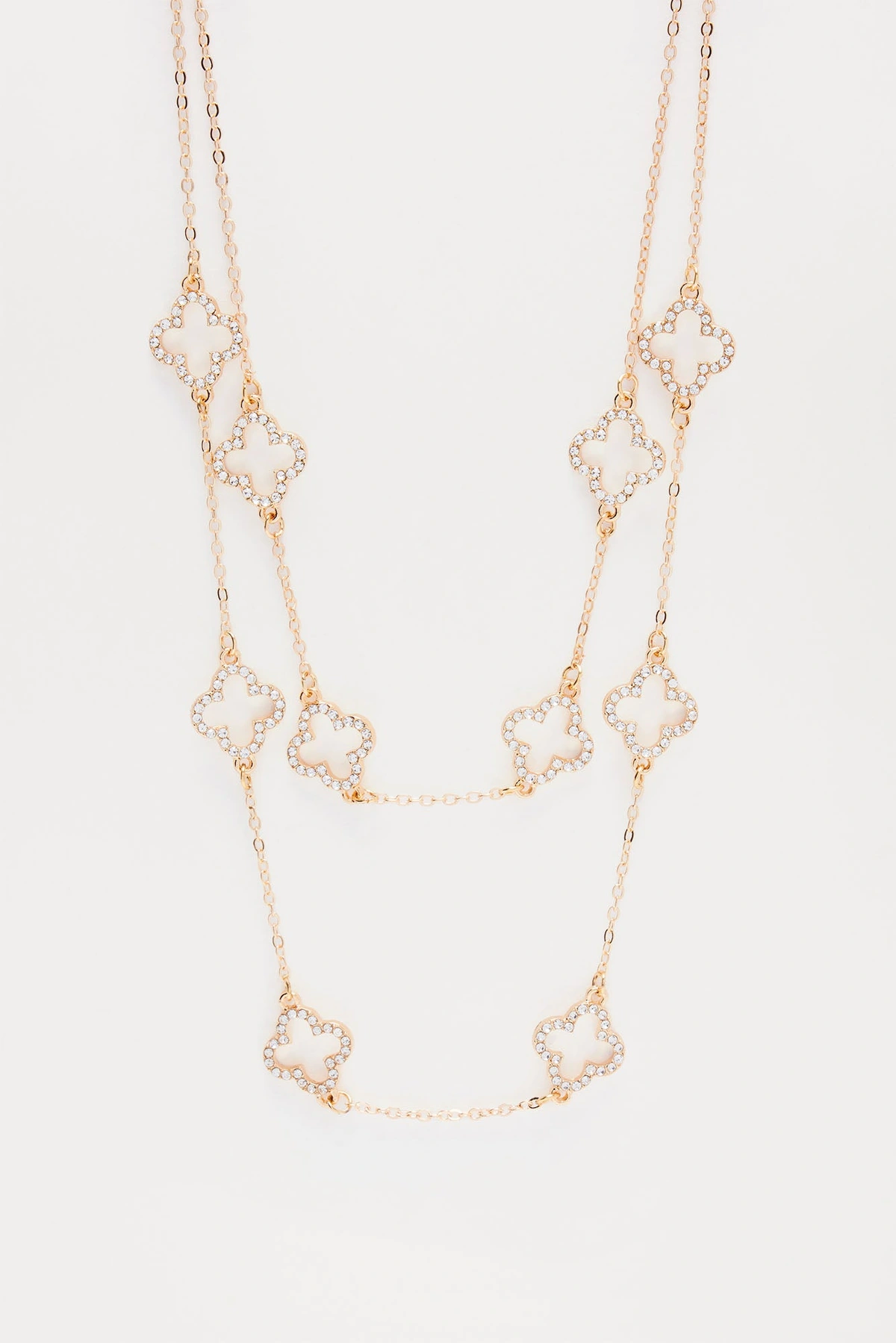 Filed Of Clovers Necklace - Gold — Dourado