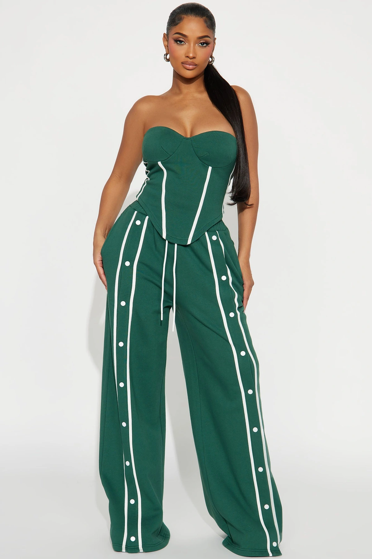 Sara Fleece Track Pant Set - Hunter — Verde-escuro
