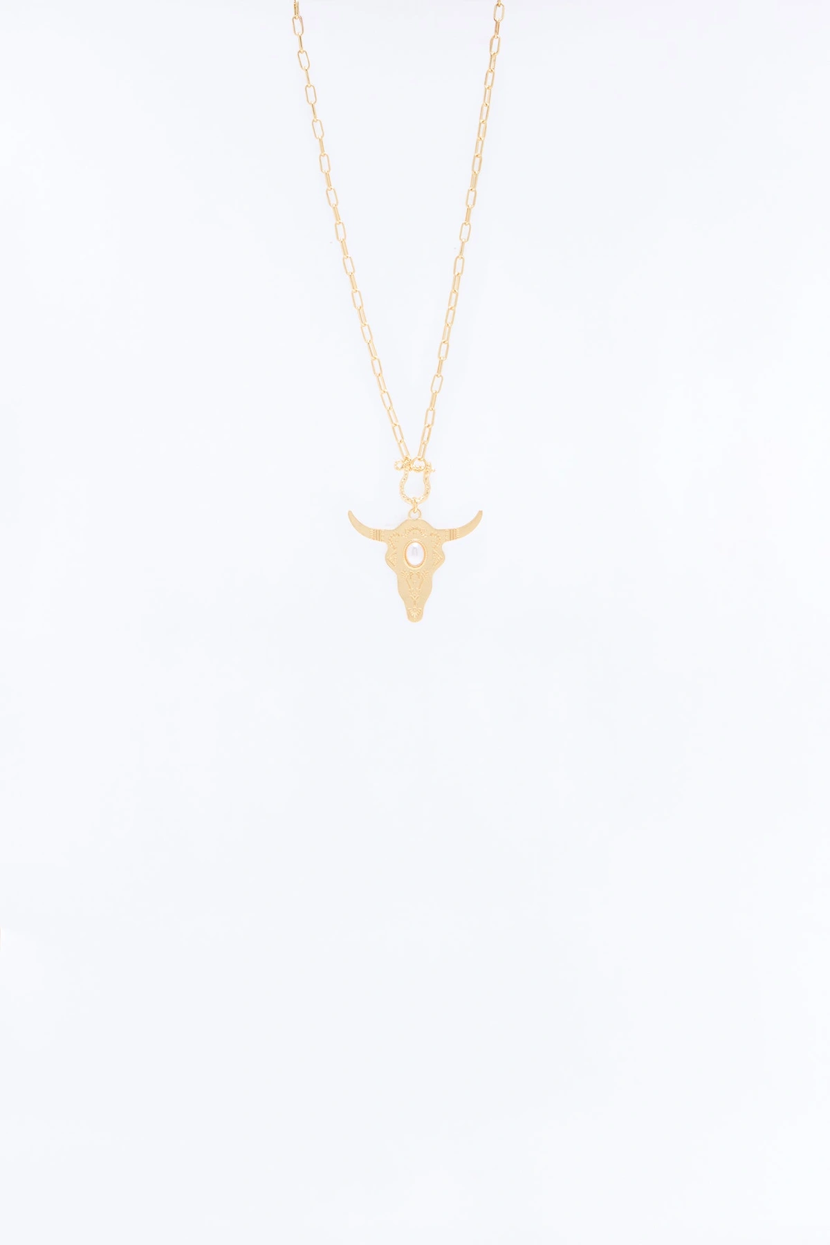 Power Bull Necklace - Gold — Dourado