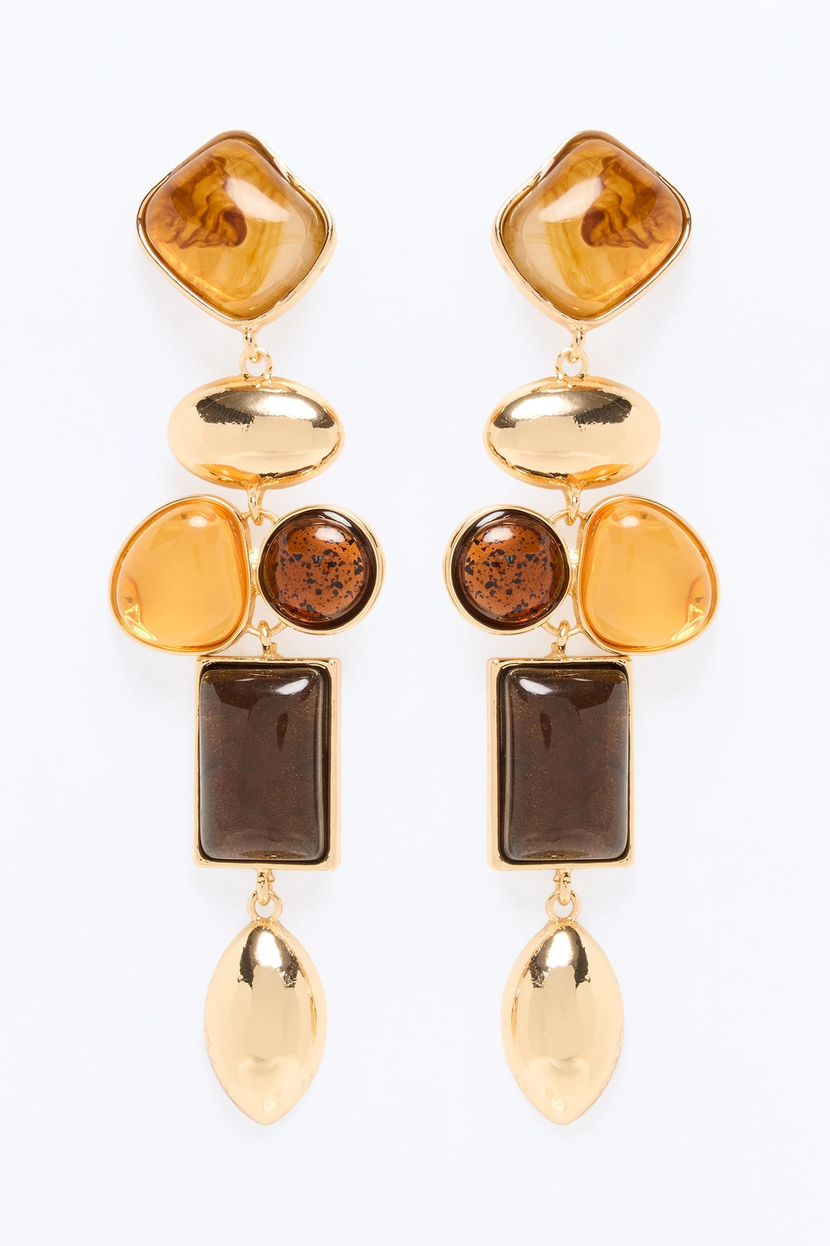 Star Dust Drop Earrings - Gold/Brown — Dourado/Castanho
