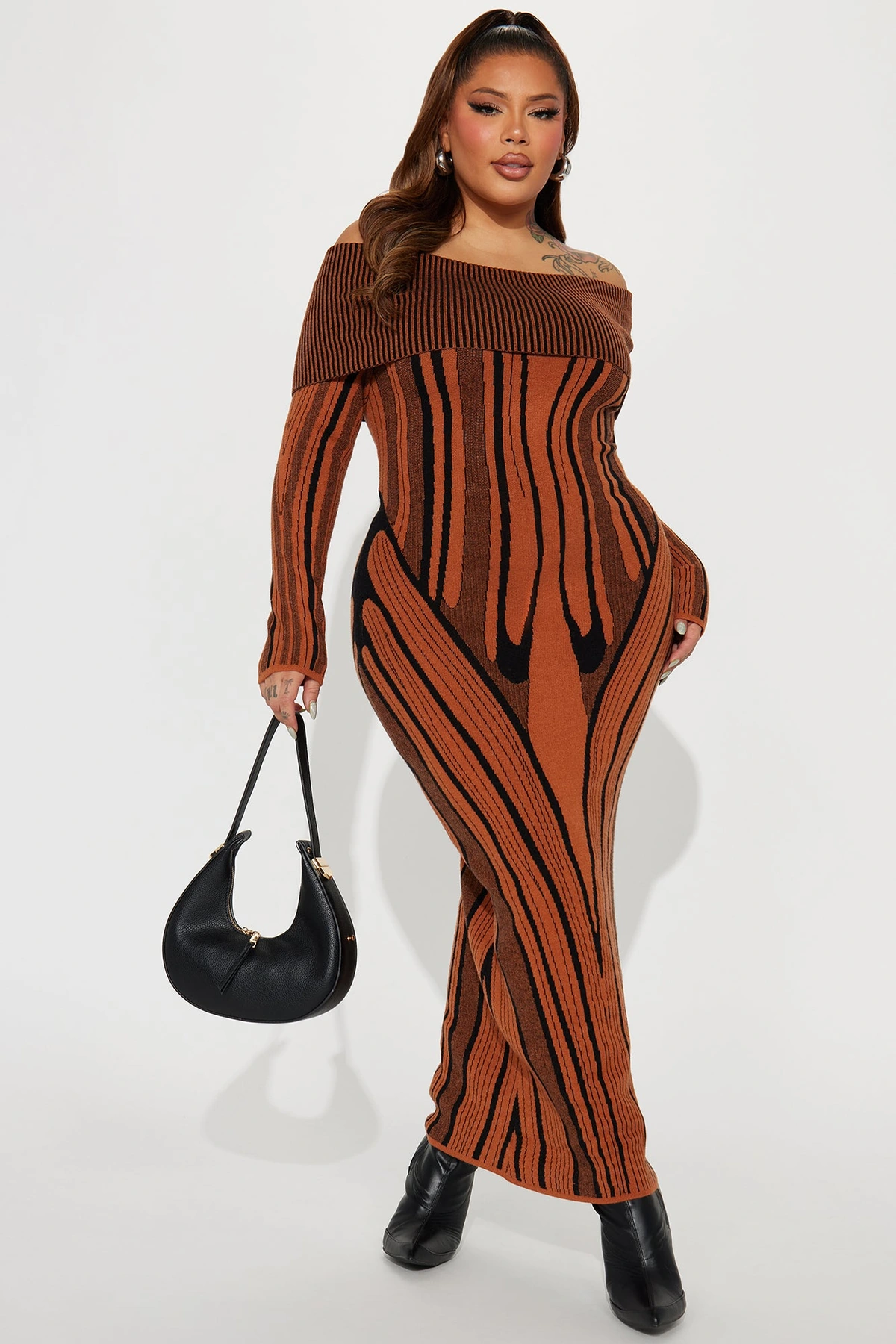 Alyssa Sweater Maxi Dress - Rust/combo — Ferrugem/combinação