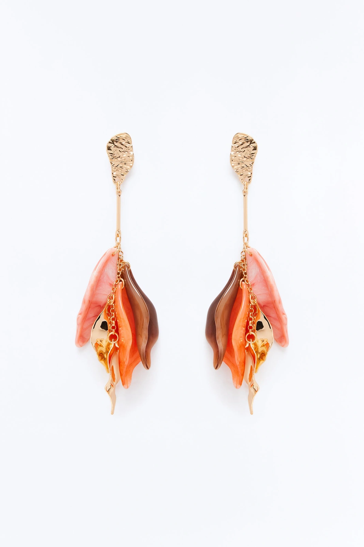 Night Blossom Drop Earrings - Gold/Pink — Dourado/Rosa
