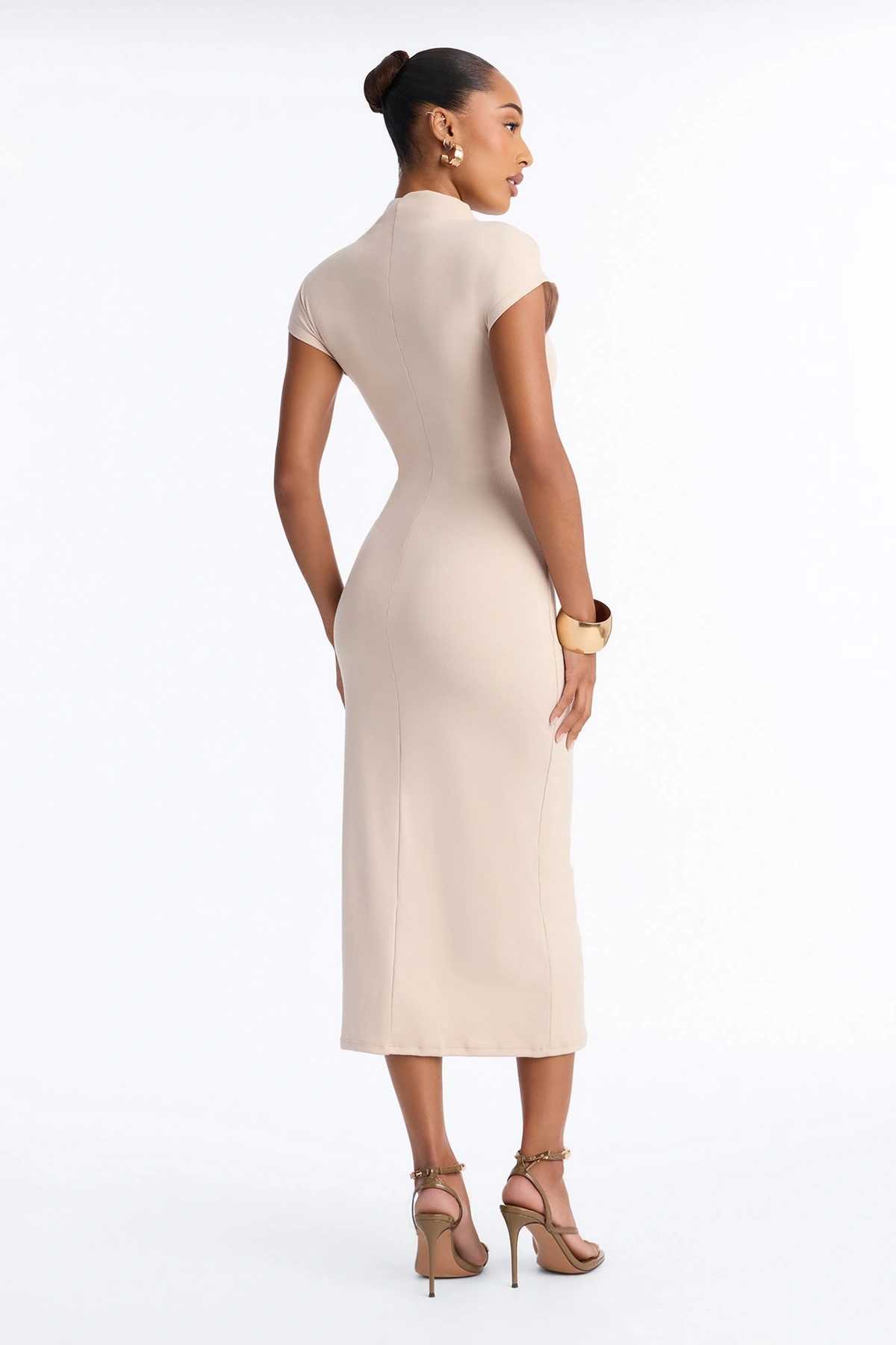 Eliana Short Sleeve Midi Dress - Cream — Creme