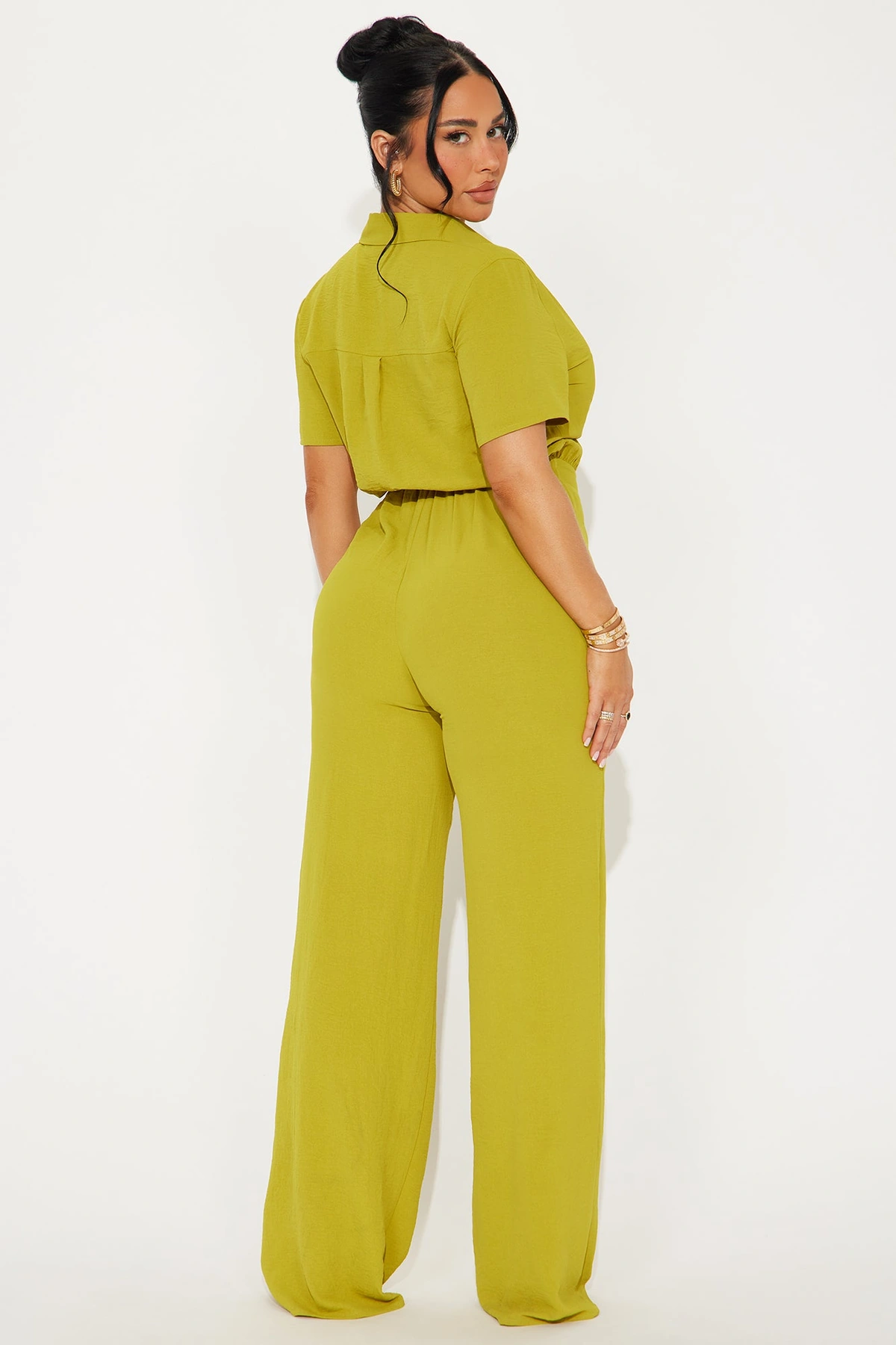 Makenzie Short Sleeve Jumpsuit - Chartreuse — Chartreuse