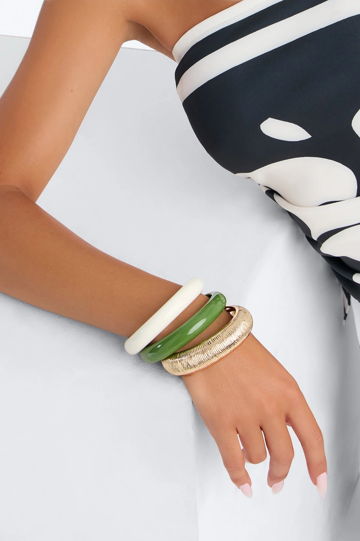 Elevate Your Life 3 Piece Bracelet Set - Olive/combo — Verde-azeitona/combinação