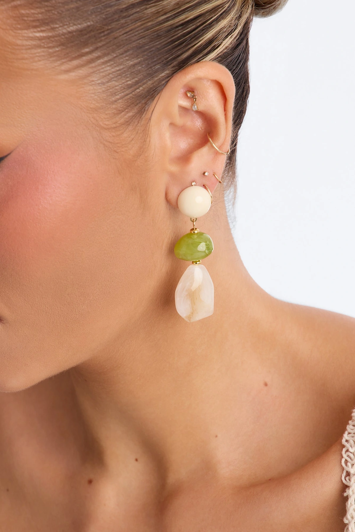 Palm Sway Drop Earrings - Ivory/combo — Marfim/combinação